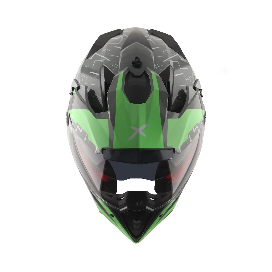 AXOR X-CROSS FLASH DUAL VISOR HELMET - COOL GREY GREE PARLAK 2