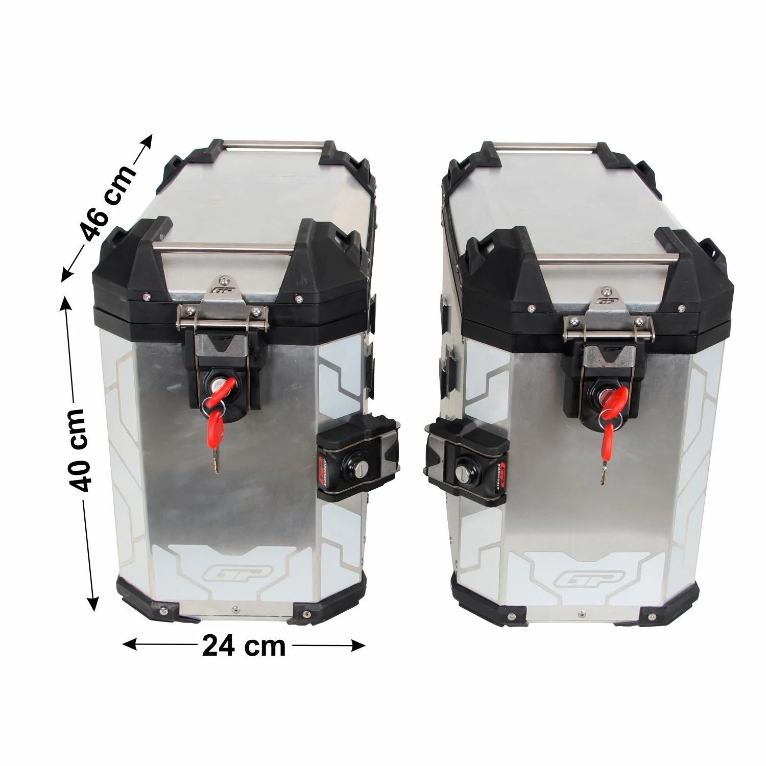 GP06010200802424 GP KOMPOZİT UNİVERSAL 40LT 2 ALÜMİNYUM MOTOSİKLET YAN ÇANTA SETİ GRİ