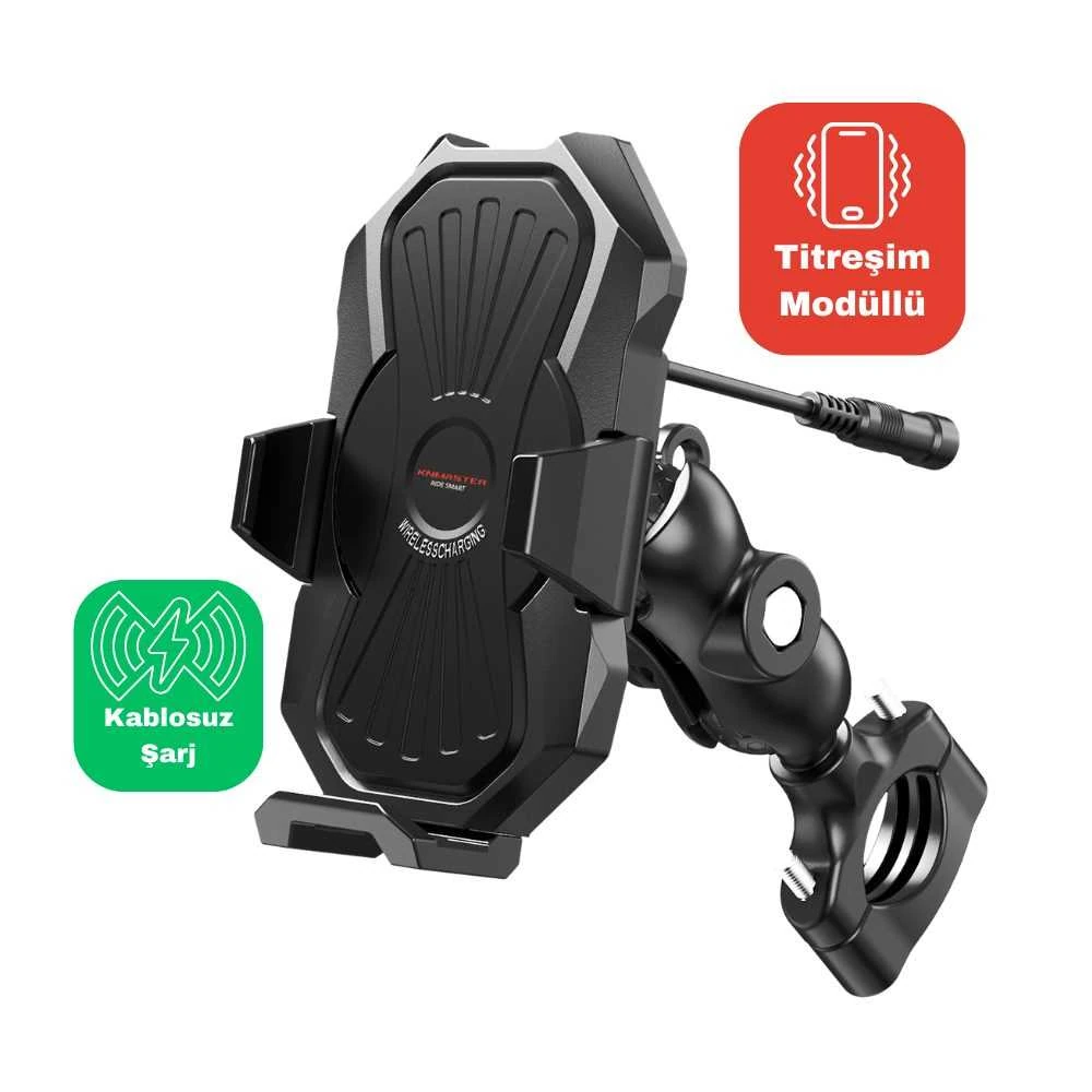 KN MASTER TT-880 WU KABLOSUZ ŞARJLI TİTREŞİM ÖNLEYİCİLİ MOTOSİKLET TELEFON TUTUCU
