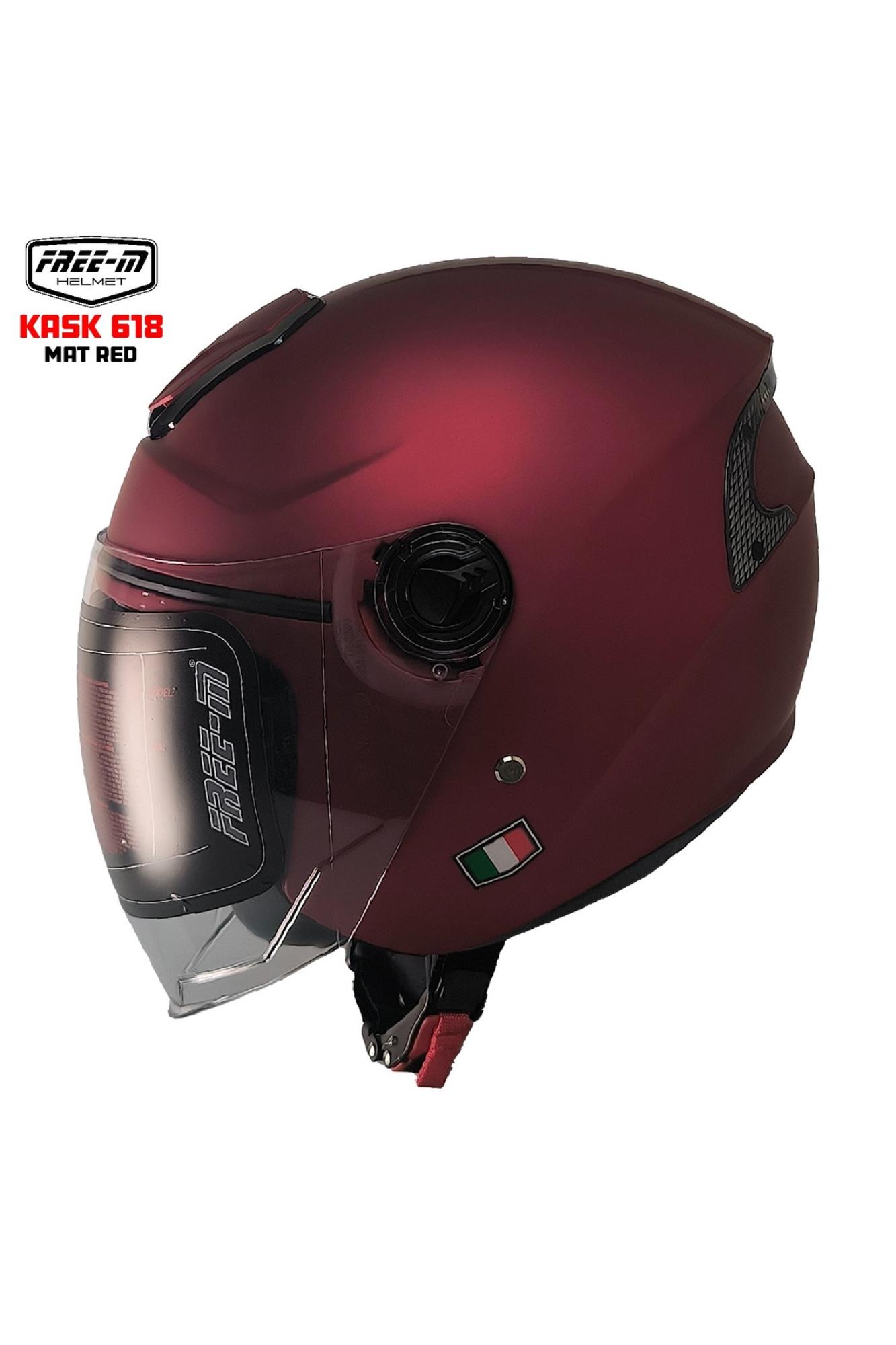 FREEM FR-618 YARIM KASK MAT KIRMIZI