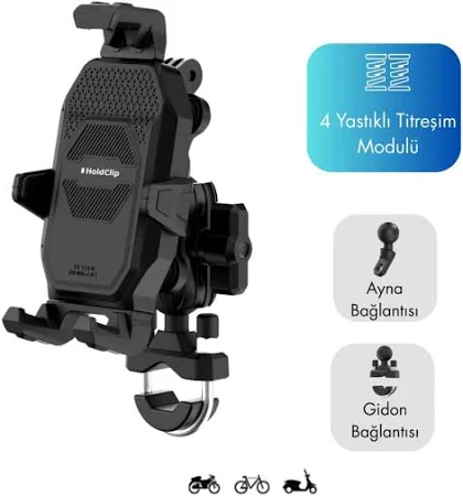 HOLDCLİP TİTREŞİM MODÜLLÜ GİDON VE AYNA BAĞLANTILI TELEFON TUTUCU N1 MODEL