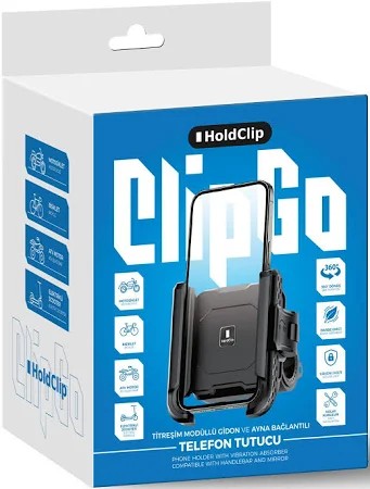 HOLDCLİP TİTREŞİM MODÜLLÜ GİDON VE AYNA BAĞLANTILI TELEFON TUTUCU CLİPGO