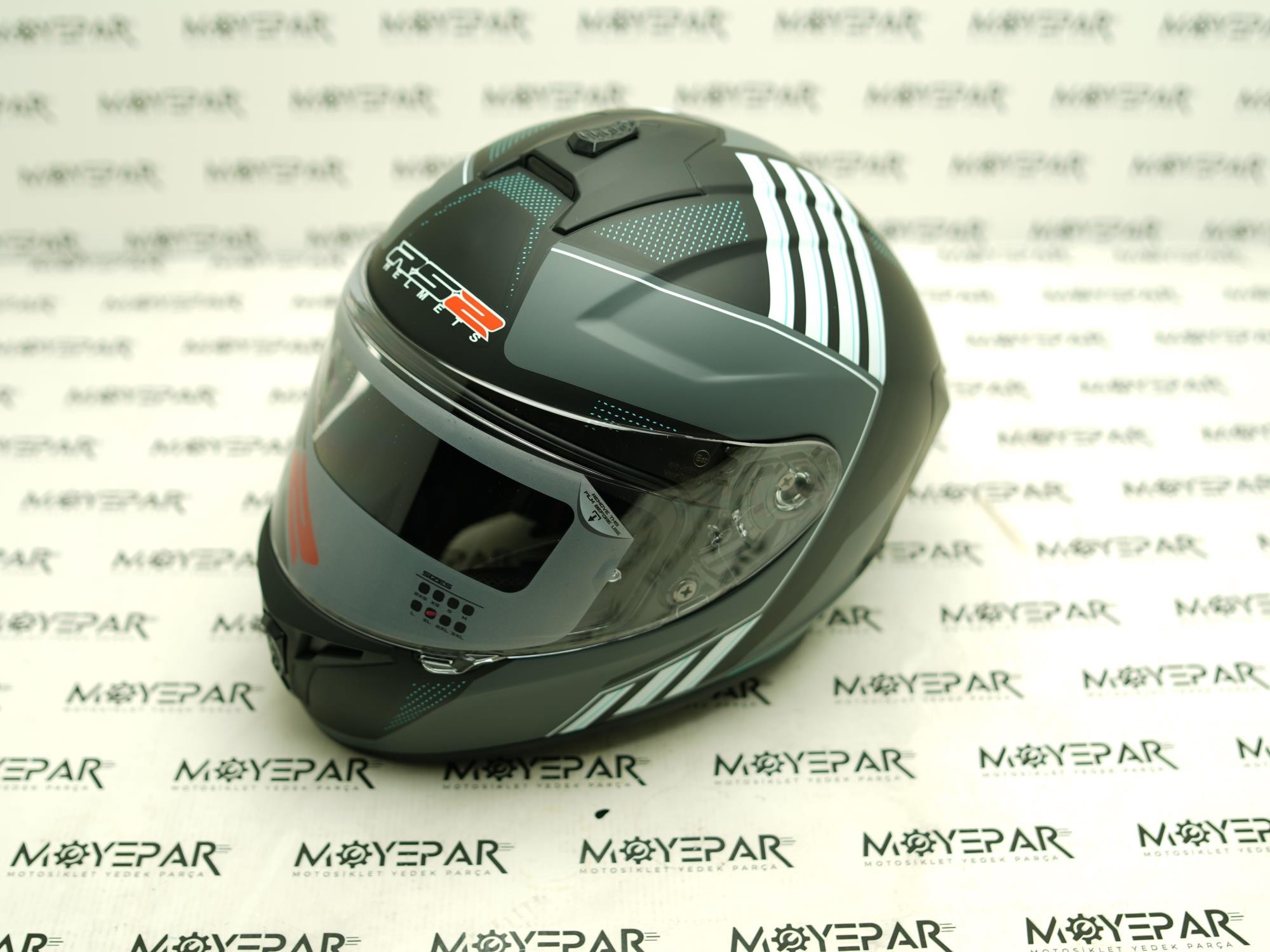 RS2 32003/9 SİYAH GRİ BEYAZ FULL FACE KASK