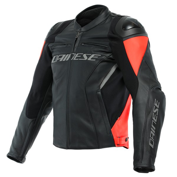 DAINESE/RACING 4 LEATHER BLACK/FLUO-RED