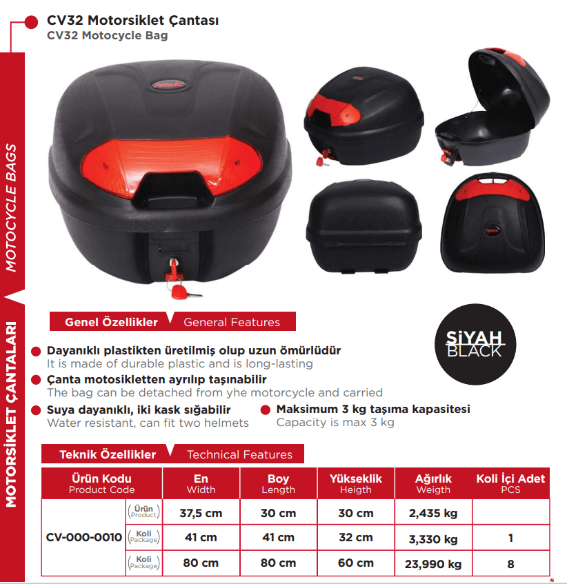 Arwic Cv32 Motosiklet Çantası Siyah