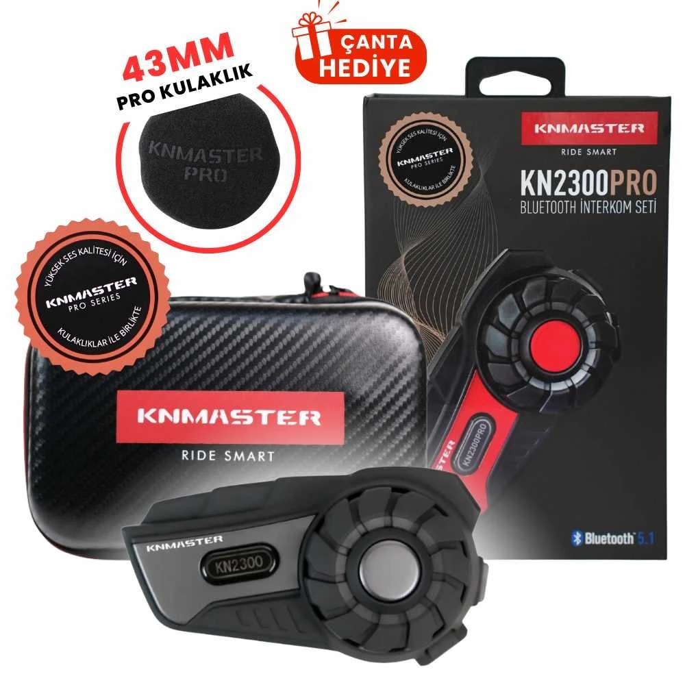 KNMASTER KN2300 MOTOSİKLET KASK İNTERCOM BLUETOOTH İNTERCOM KULAKLIK SETİ GRİ