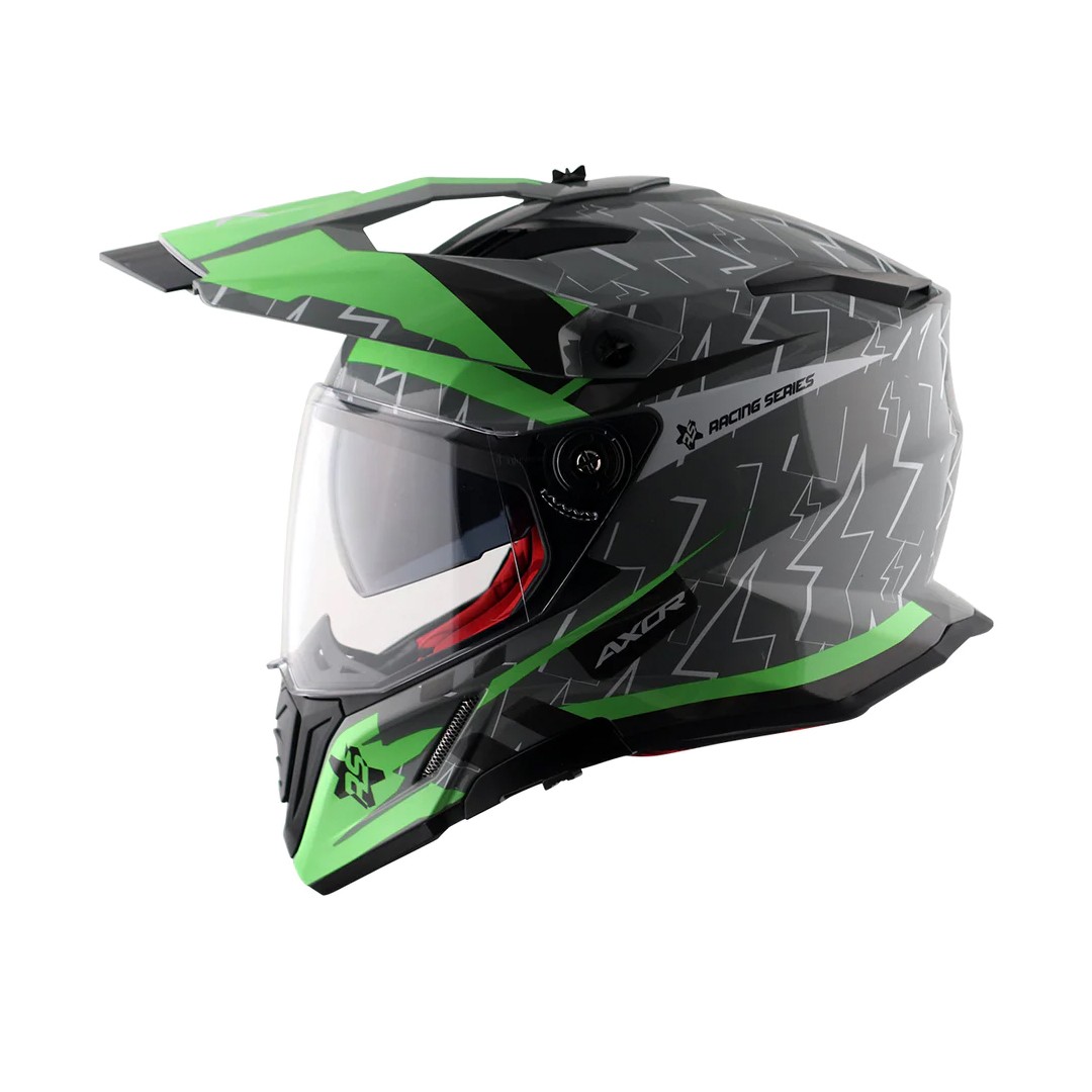 AXOR X-CROSS FLASH DUAL VISOR HELMET - DULL COOL GREY GREEN MAT