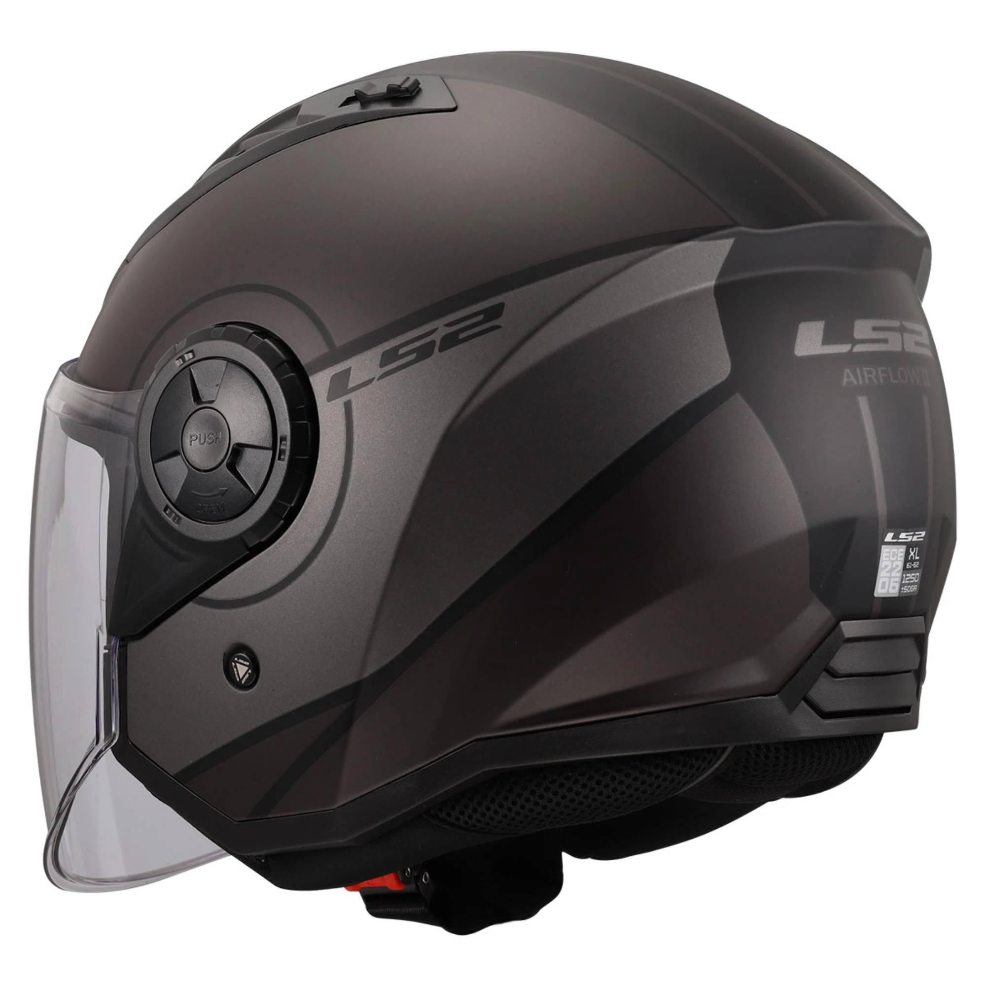 LS2 AIRFLOW 2 COVER MAT SİYAH-GRİ KASK YARIM KASK