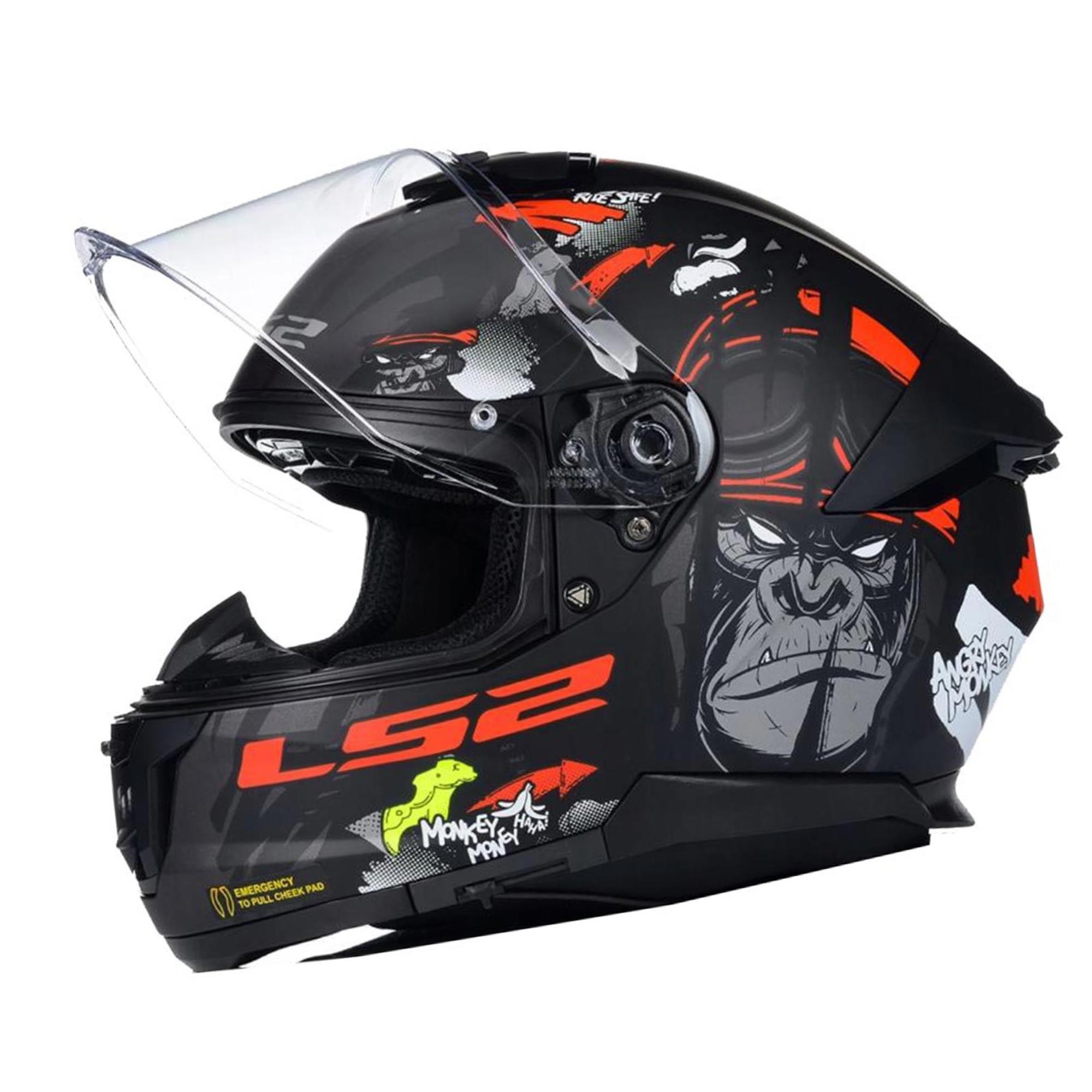LS2 STREAM 2 ANGRY MONKEY MAT SİYAH KASK