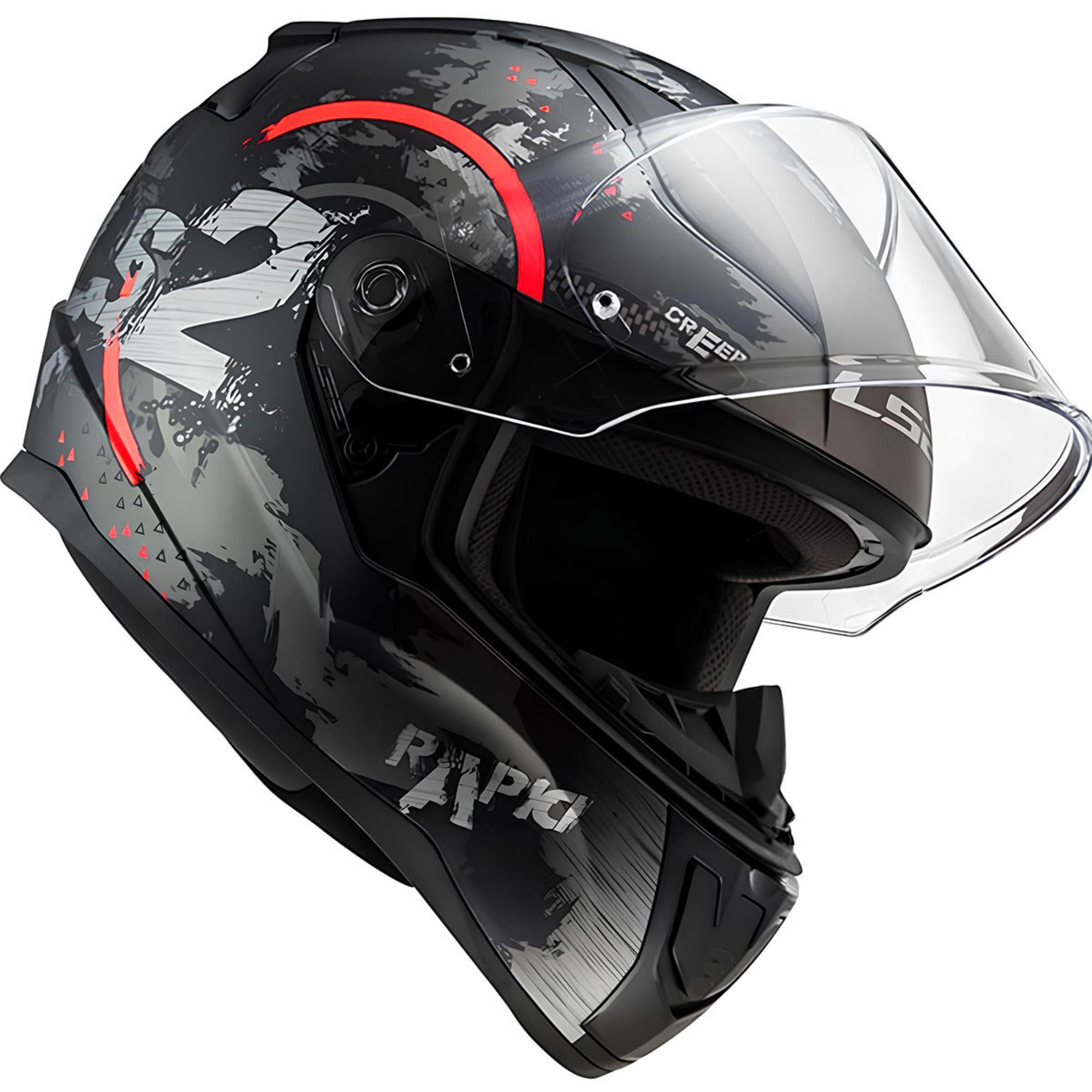 LS2 RAPID 2 CIRCLE MAT SİYAH KIRMIZI KASK