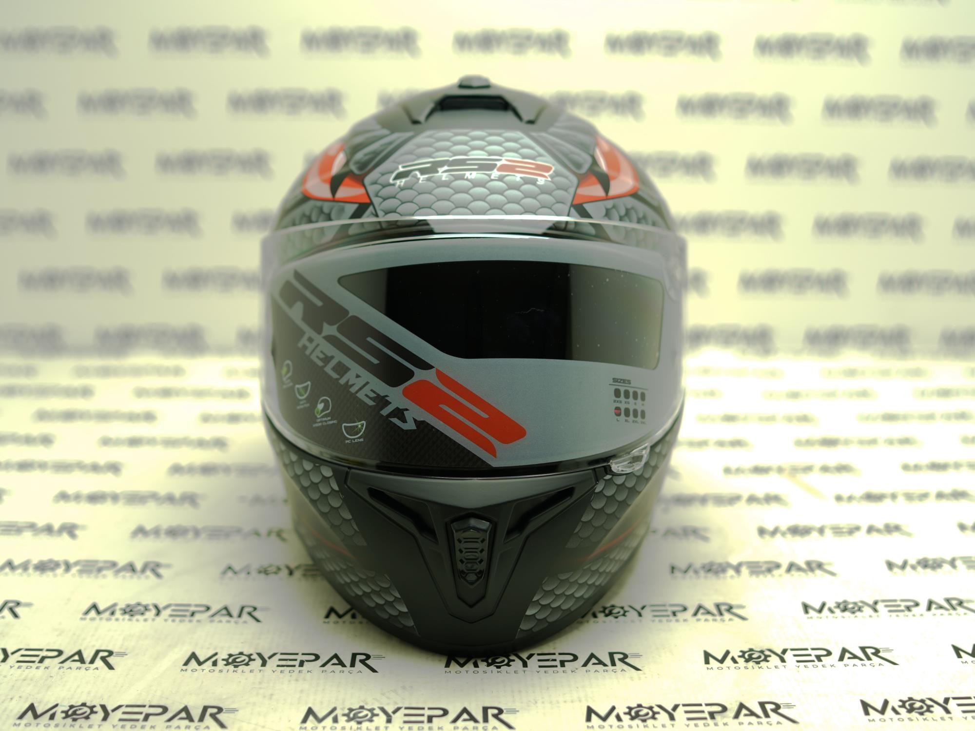 RS2  32012/2 SİYAH KIRMIZI DESENLİ FULL FACE KASK