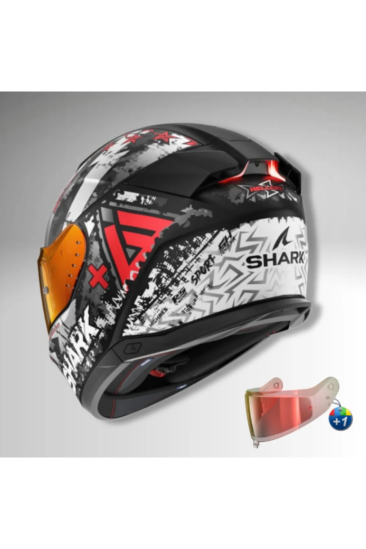 0342 SHARK SKWAL İ3 HELLCAT MAT KAPALI KASK KIRMIZI SİYAH BEYAZ