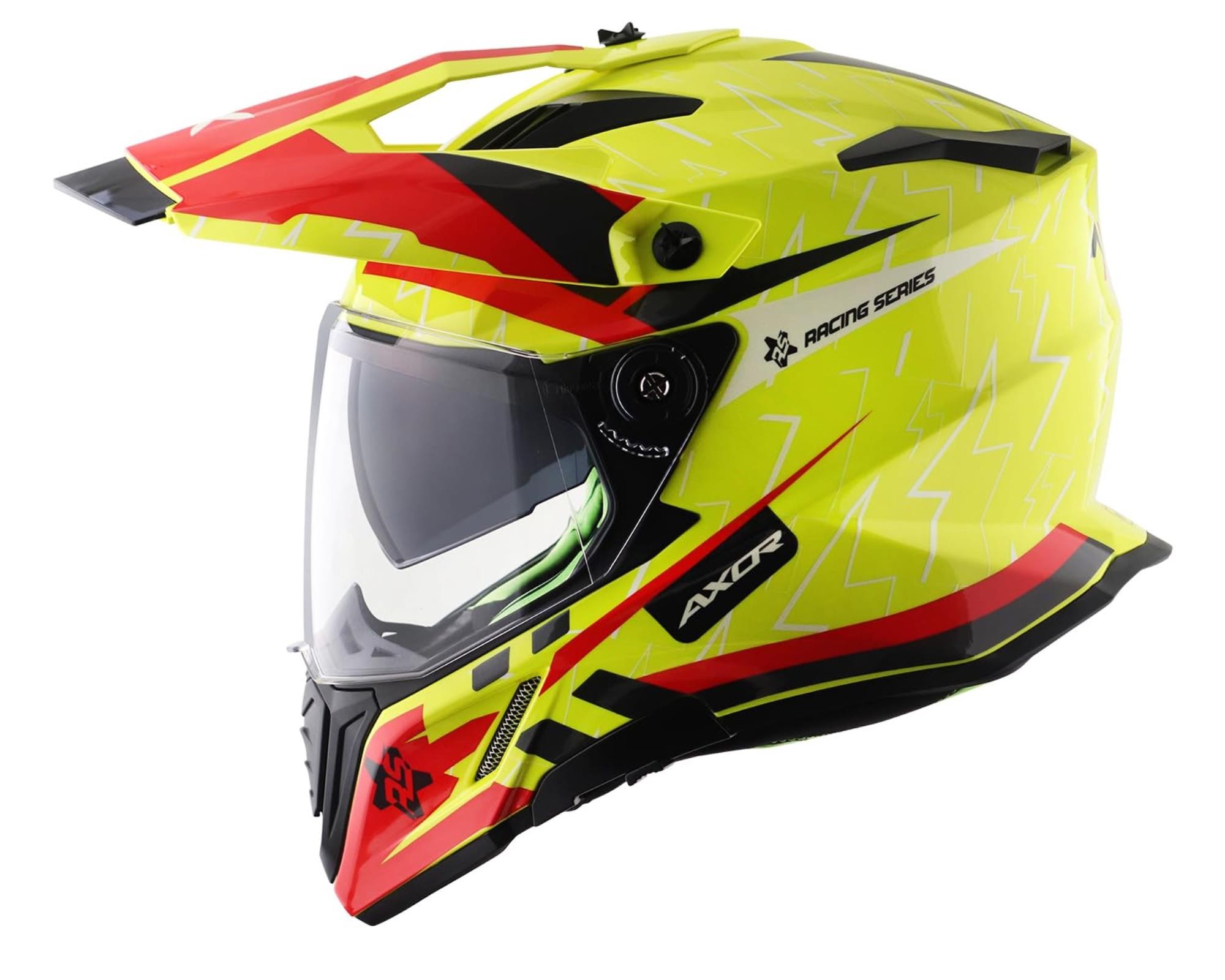 AXOR X-CROSS FLASH DUAL VISOR HELMET - NEON YELLOW RED
