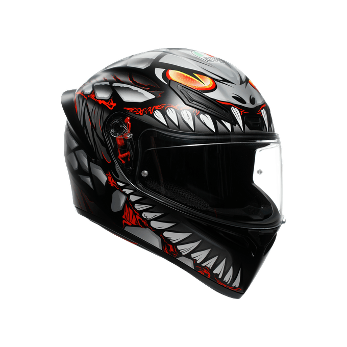 AGV KASK/K1 S E2206 LYZARD MATT BLACK GREY RED CONFİGURATİON
