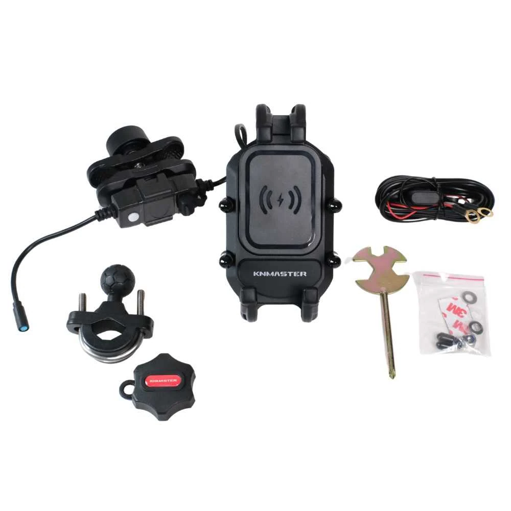 KNMASTER TT-860WU KABLOSUZ ŞARJLI TÜM MOTOSİKLETLERE UYUMLU TELEFON TUTUCU
