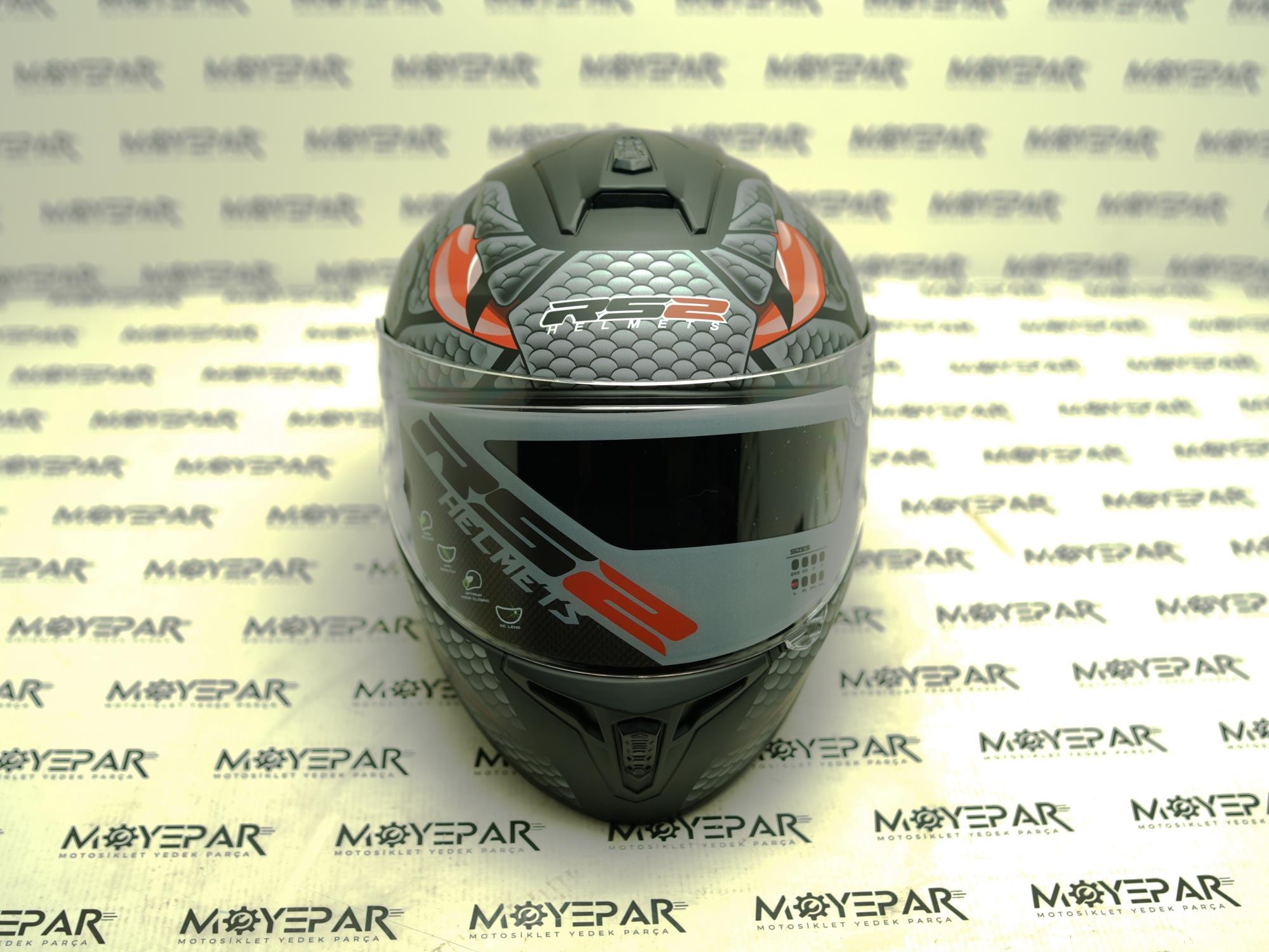 RS2  32012/2 SİYAH KIRMIZI DESENLİ FULL FACE KASK