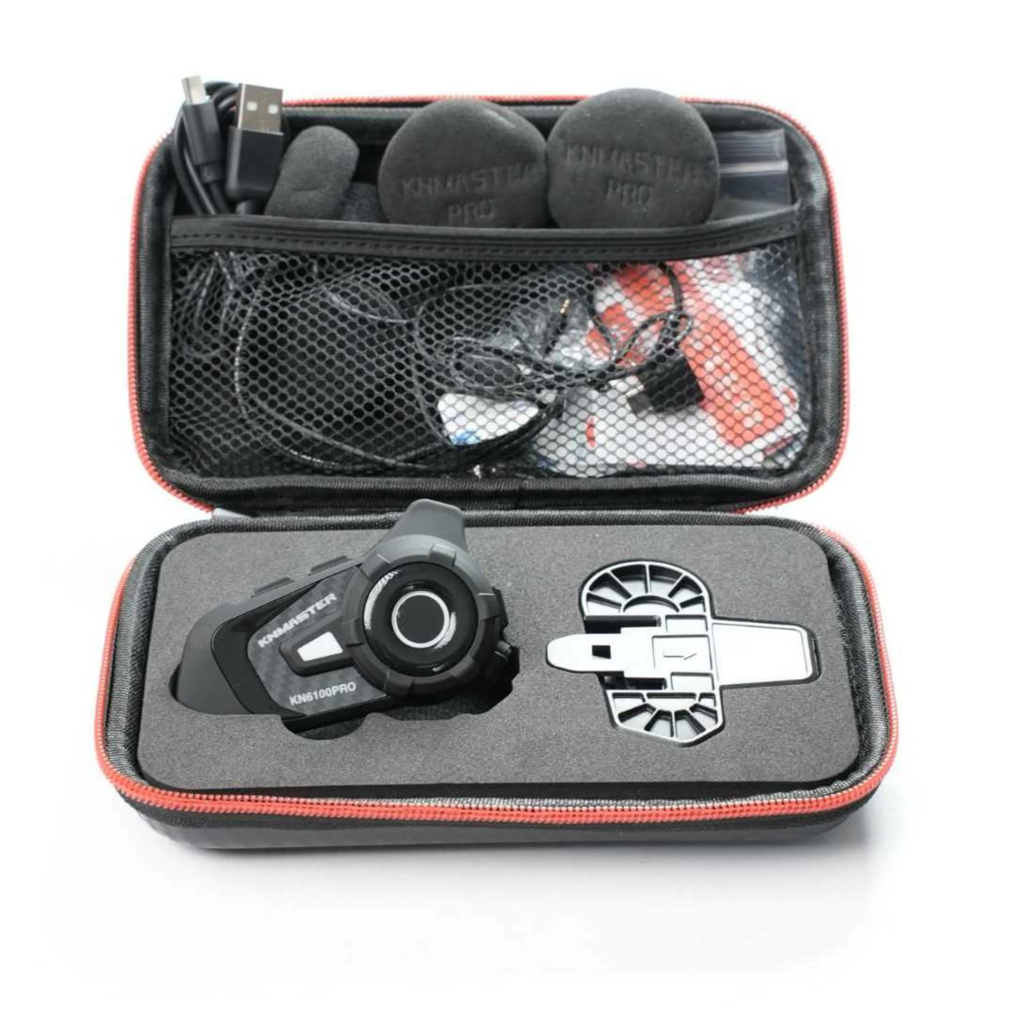 KNMASTER KN6100 PRO MOTOSİKLET KASK İNTERCOM BLUETOOTH İNTERCOM KULAKLIK SETİ KARBON SİYAH