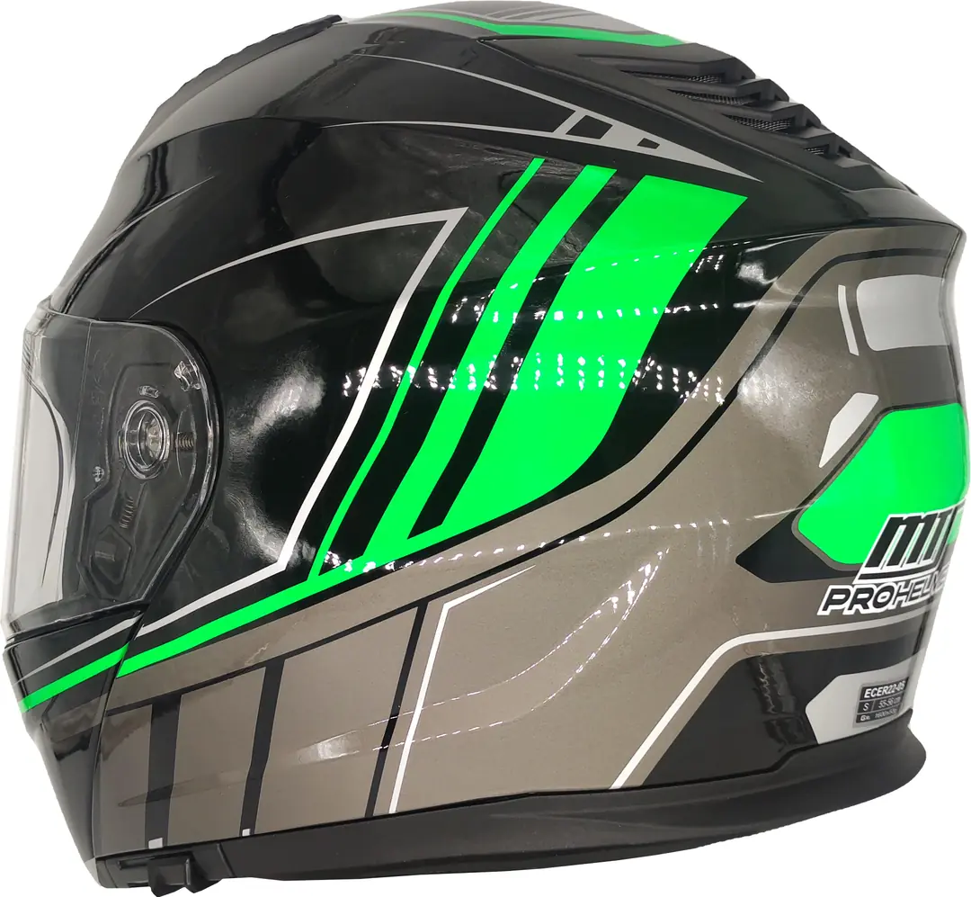 MTS Helmets 966 Siyah Yeşil Grafik Çene Açılır Model