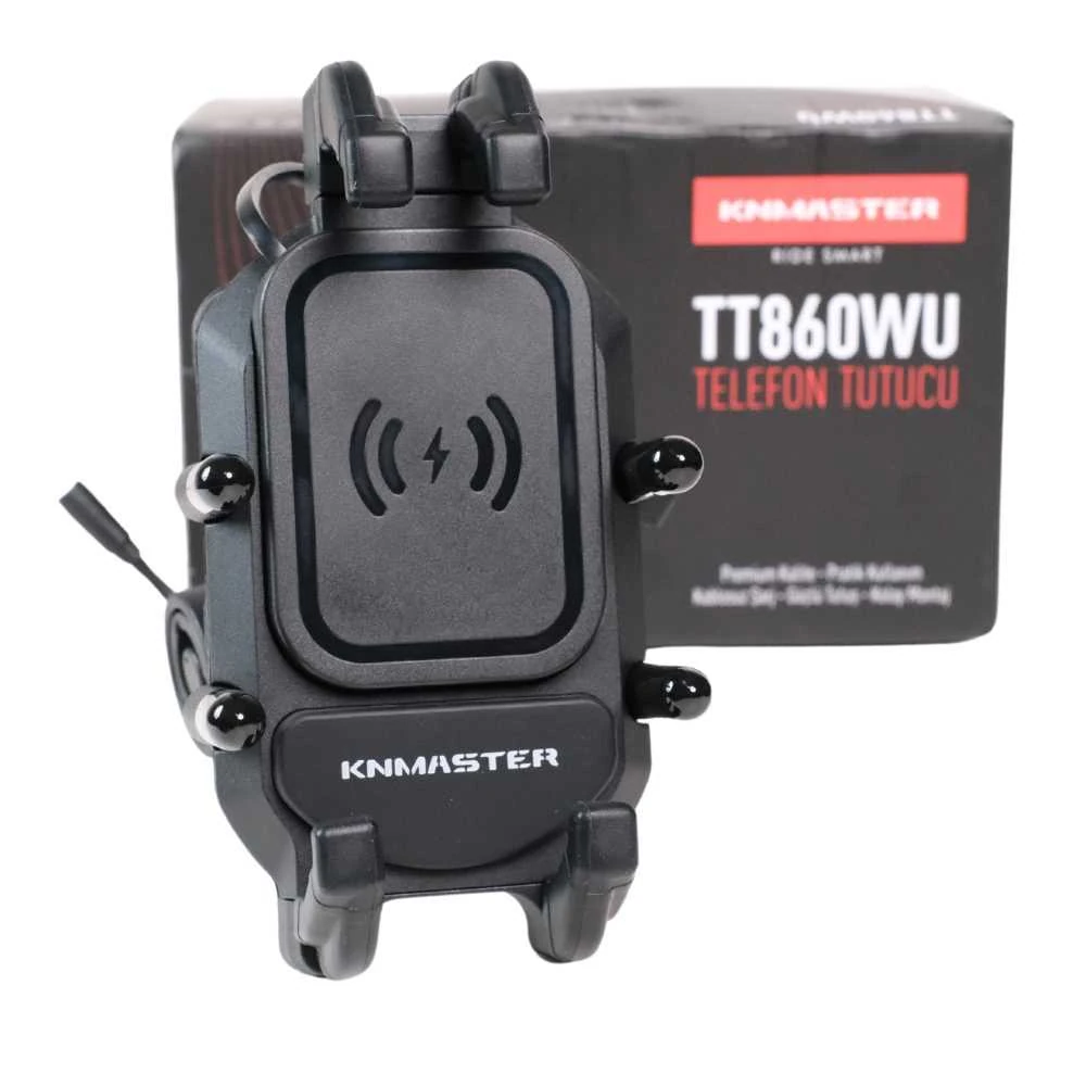 KNMASTER TT-860WU KABLOSUZ ŞARJLI TÜM MOTOSİKLETLERE UYUMLU TELEFON TUTUCU