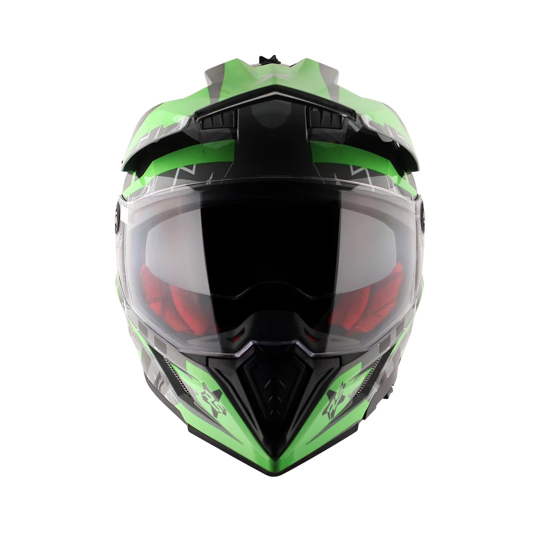 AXOR X-CROSS FLASH DUAL VISOR HELMET - DULL COOL GREY GREEN MAT