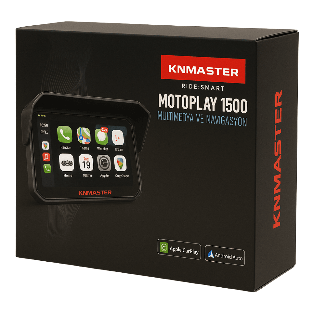 KNMASTER MOTOPLAY 1500-6.25 TPMS SENSÖRLÜ KABLOSUZ CARPLAY - ANDROİD AUTO DESTEKLİ MOTOSİKLET MULTİ MEDYA EKRANI