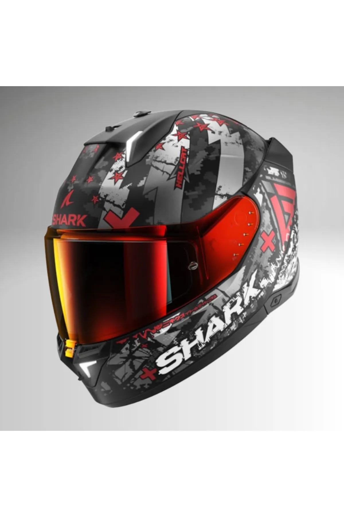 0342 SHARK SKWAL İ3 HELLCAT MAT KAPALI KASK KIRMIZI SİYAH BEYAZ