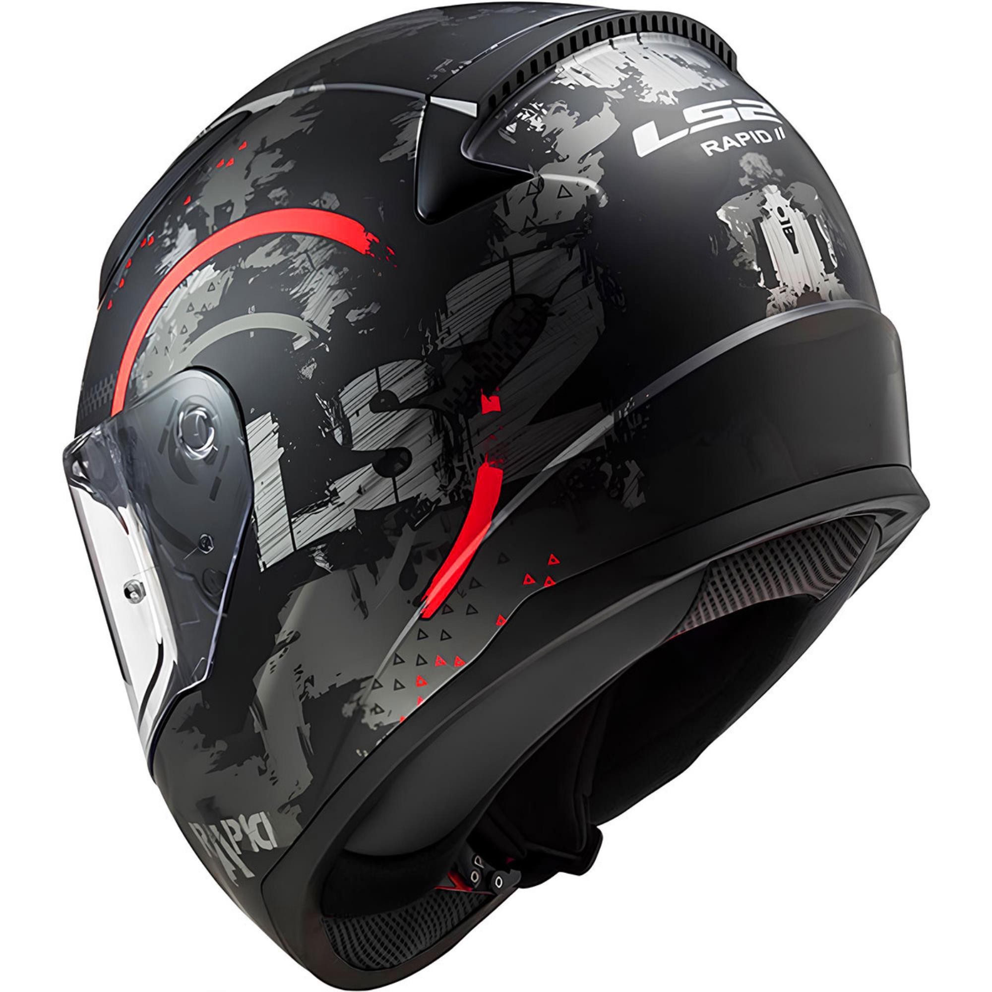 LS2 RAPID 2 CIRCLE MAT SİYAH KIRMIZI KASK