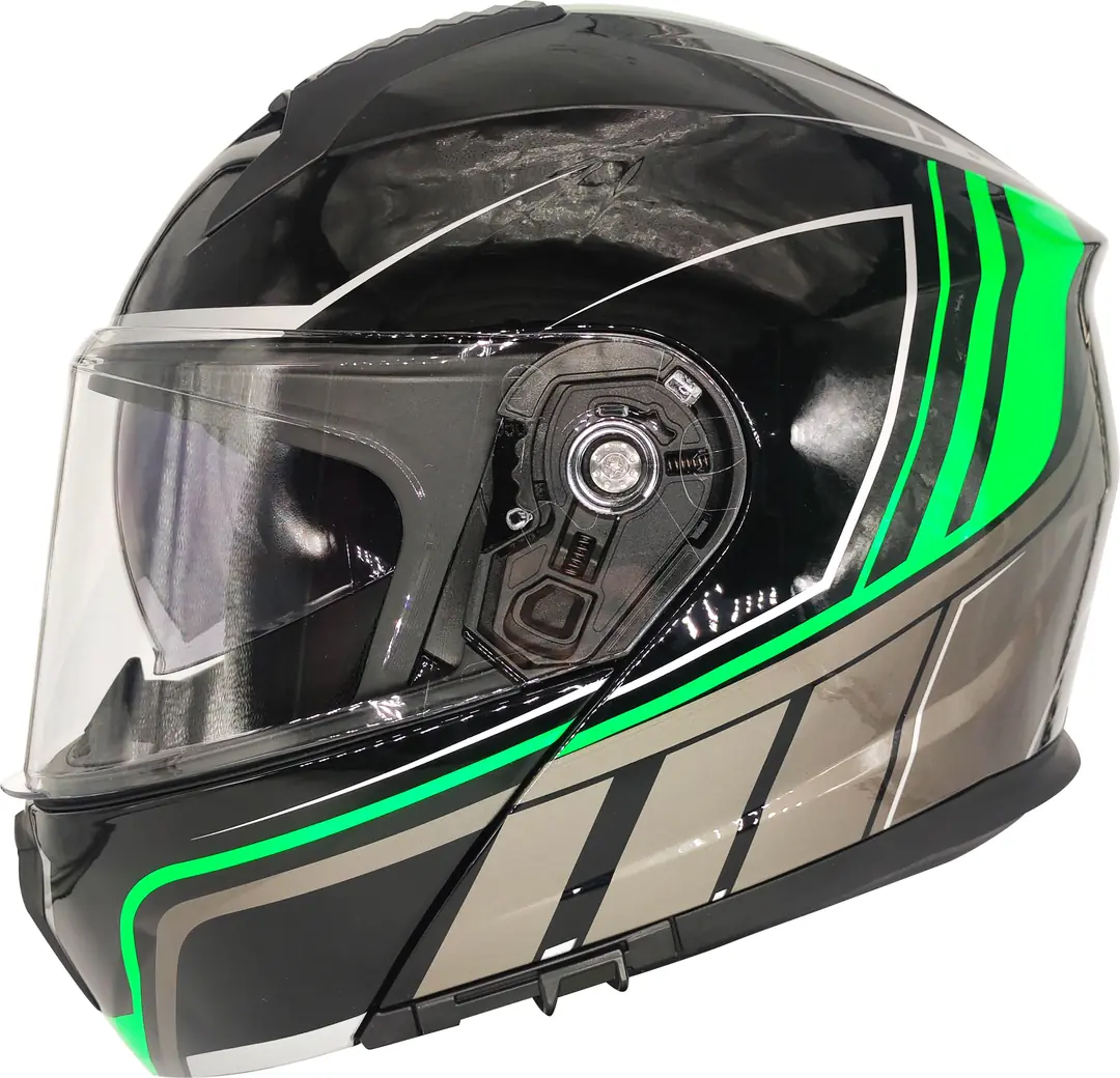 MTS Helmets 966 Siyah Yeşil Grafik Çene Açılır Model
