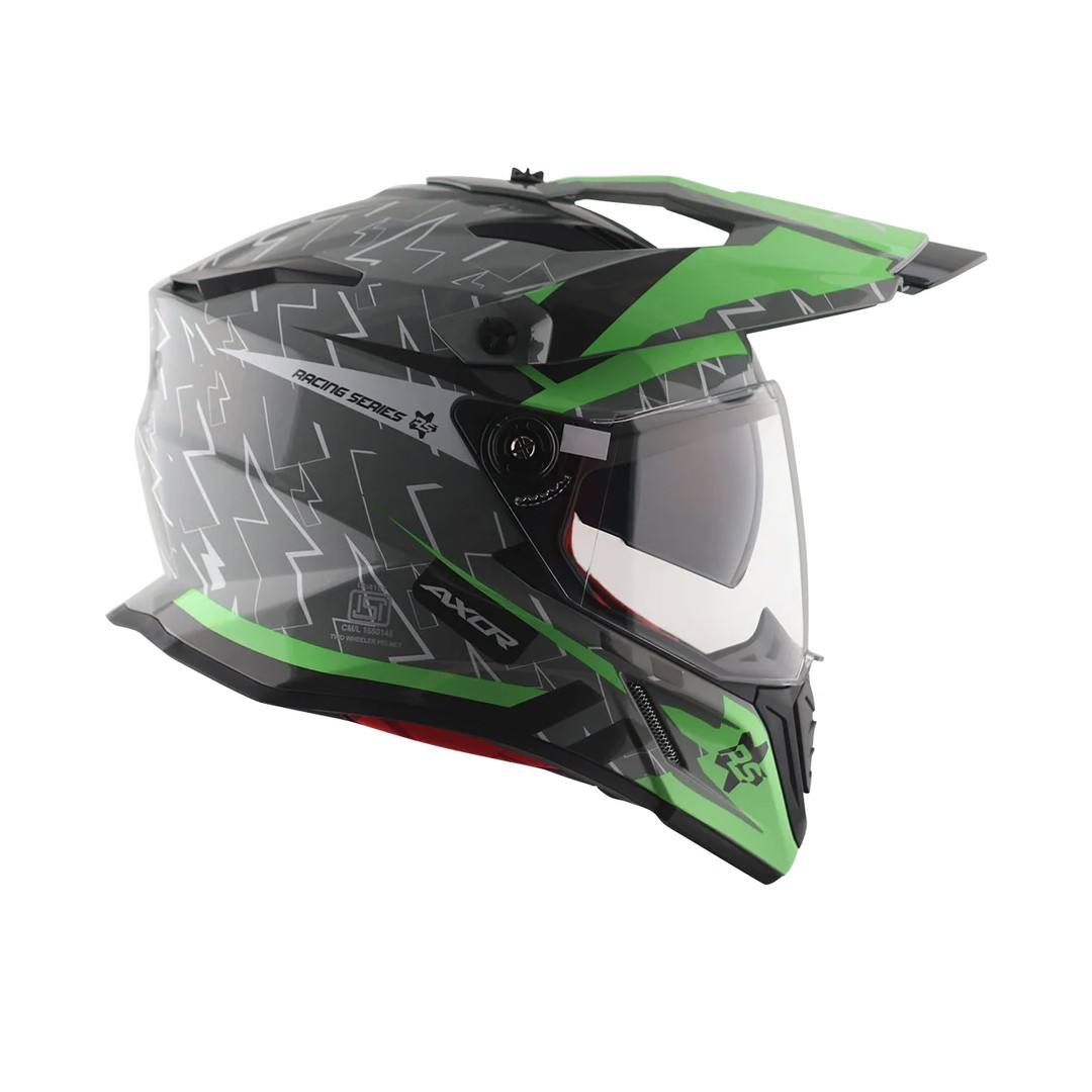 AXOR X-CROSS FLASH DUAL VISOR HELMET - DULL COOL GREY GREEN MAT