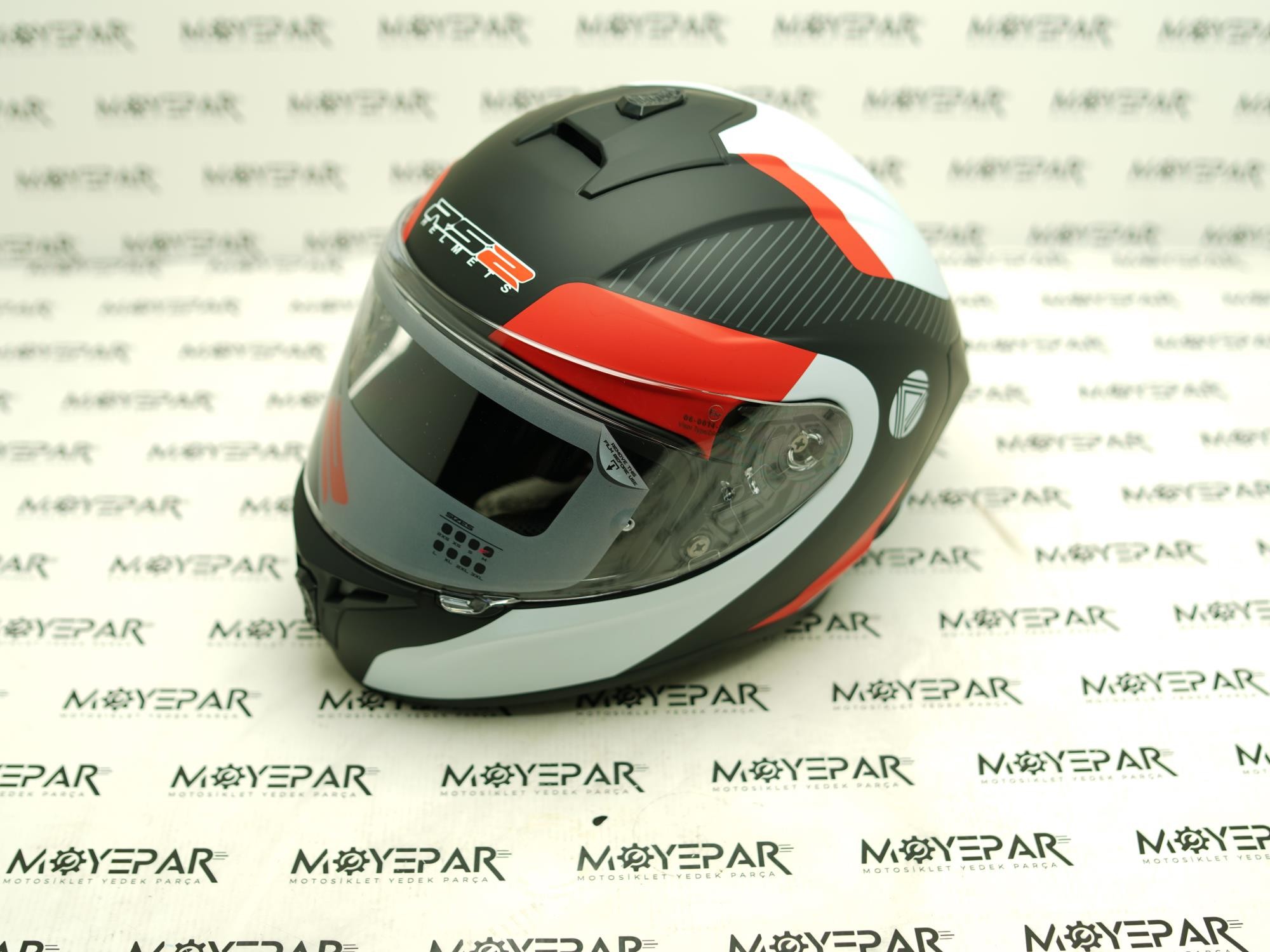 RS2 32006/1 BEYAZ KIRMIZI SİYAH FULL FACE KASK