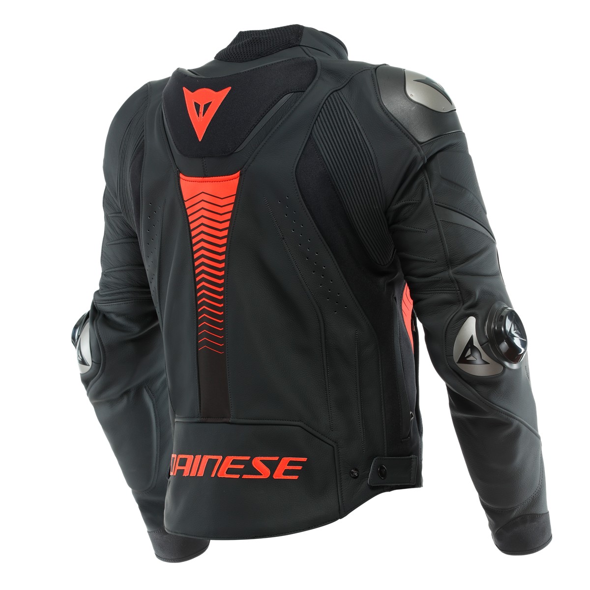 DAINESE/SUPER SPEED 4 LTHR JCKT BLK-MATT FLUO RED