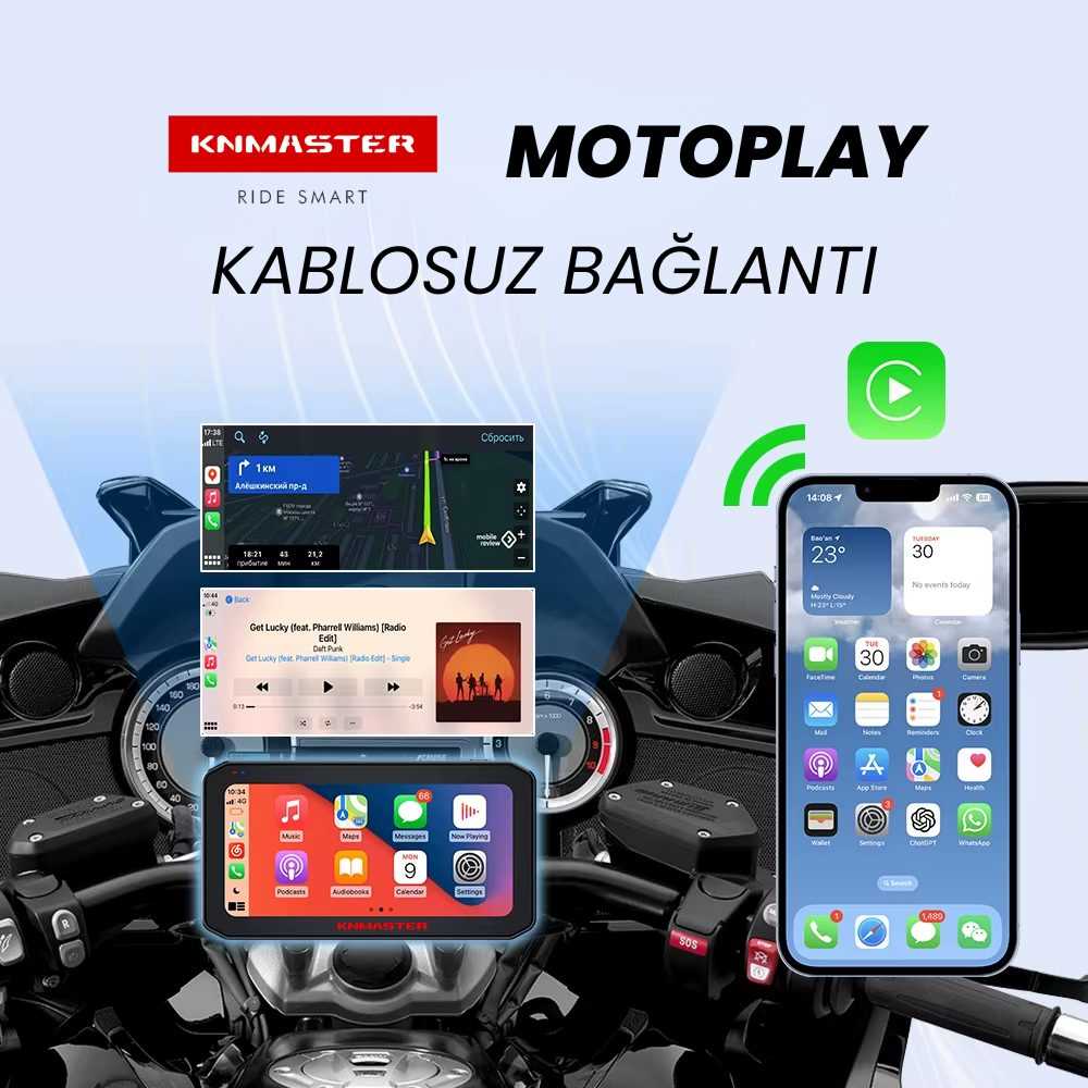 KNMASTER MOTOPLAY 2000 6.25 2K ÇİFT KAMERALI KABLOSUZ CARPLAY