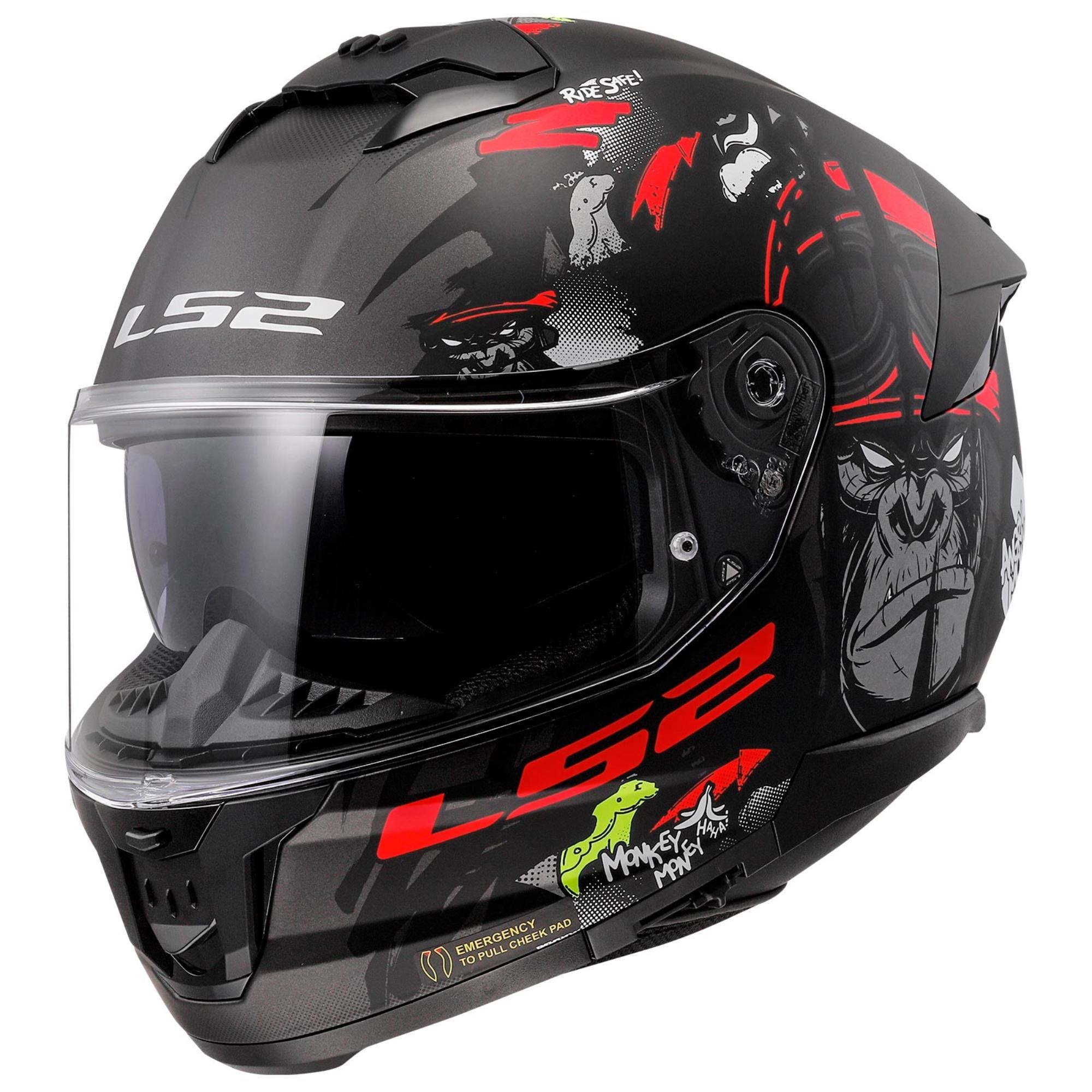 LS2 STREAM 2 ANGRY MONKEY MAT SİYAH KASK