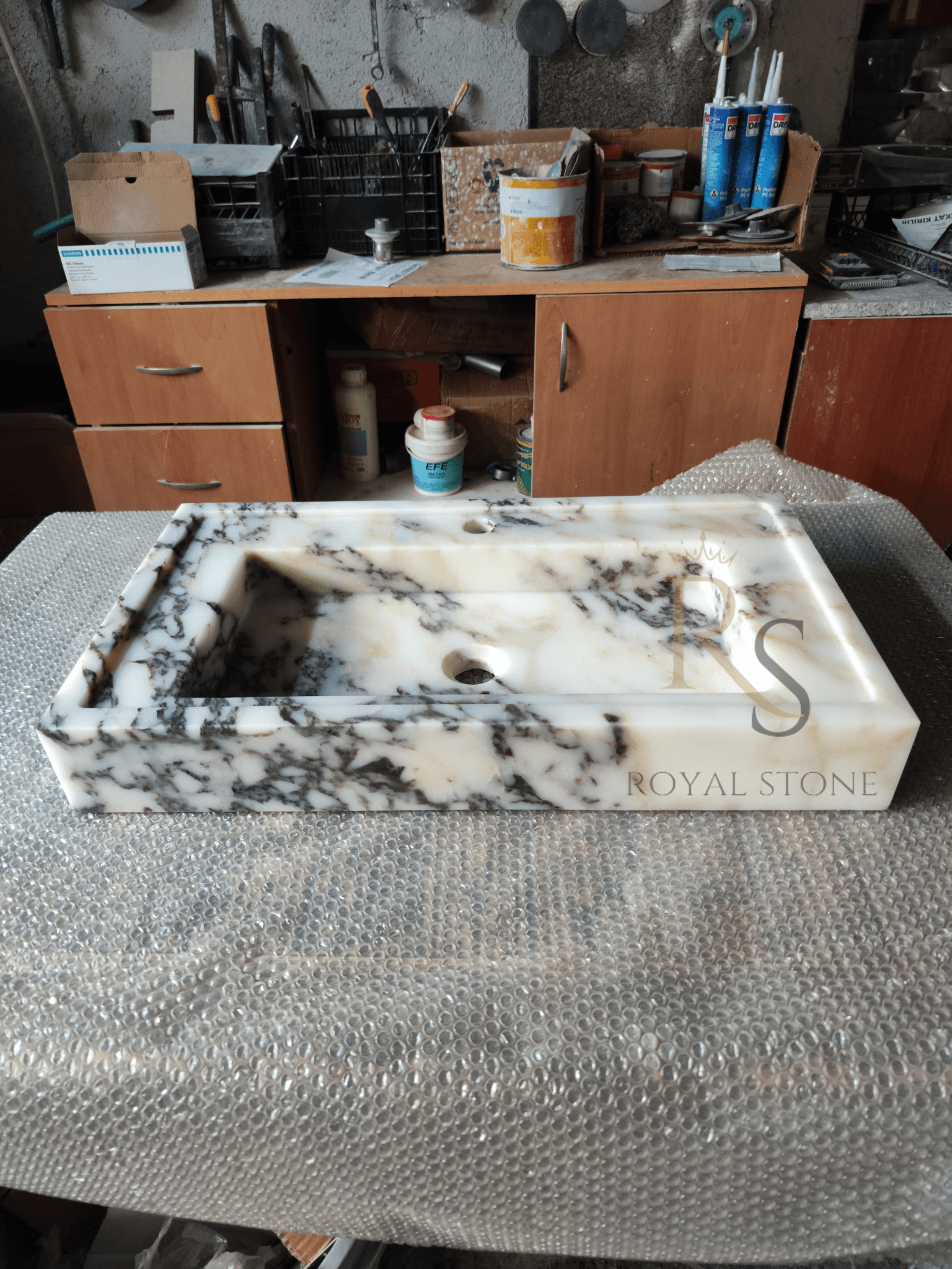 Gorgeous Sink Made to Order, Calacatta Viola Marble Countertop, Custom Measurement Natural Stone Sink, Marble Vanity Top