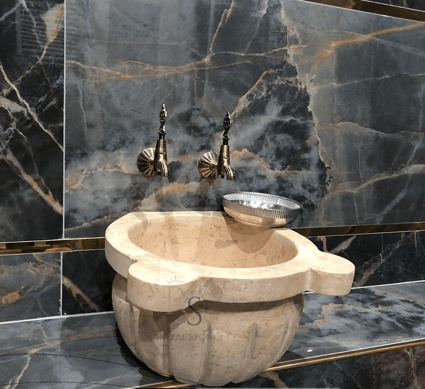 Turkish Marble Bath Sink, Turkish Hammam Sink, Customized Spa Sink, Ottoman Hammam Marble Sink, Hammam Basin, Travertine Hammam Basin