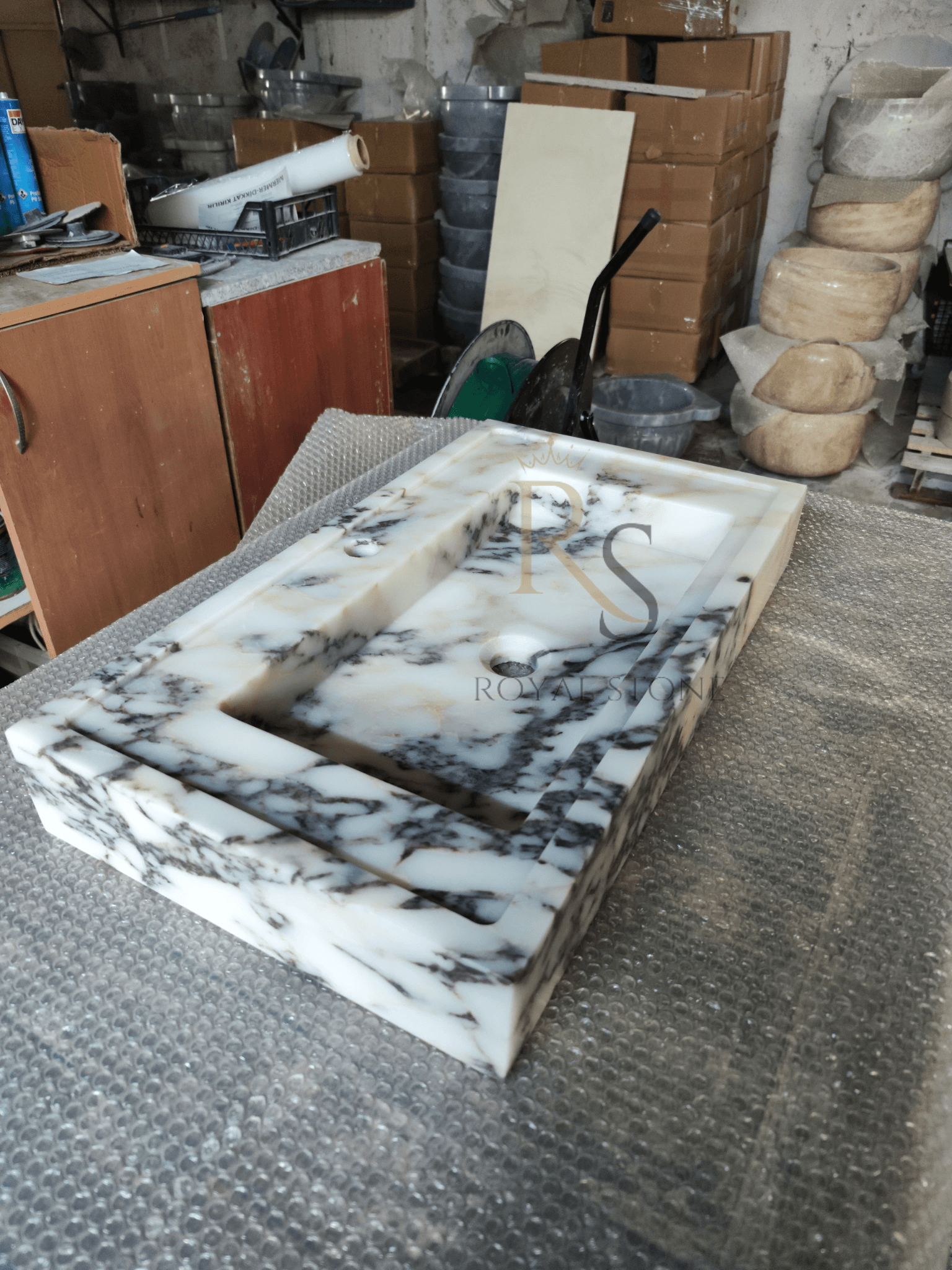 Gorgeous Sink Made to Order, Calacatta Viola Marble Countertop, Custom Measurement Natural Stone Sink, Marble Vanity Top