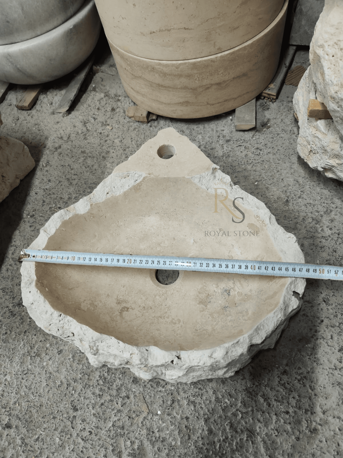 Chiseled Travertine Marble Powder Bathroom Sink, Marble Vessel Sink, Made to Order Sink with Faucet Hole, High Quality Marble Farmhouse Sink