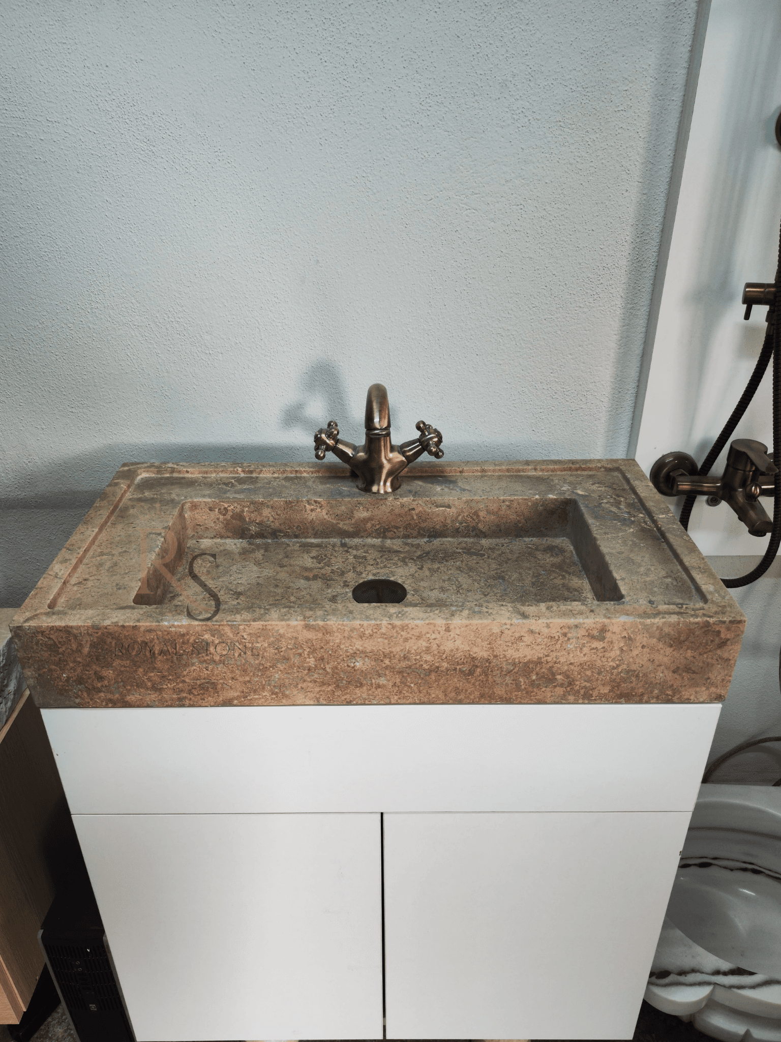 Gorgeous Brown Sink Made to Order, Noche Travertine Marble Countertop, Custom Measurement Natural Dark Stone Sink, Marble Vanity Top