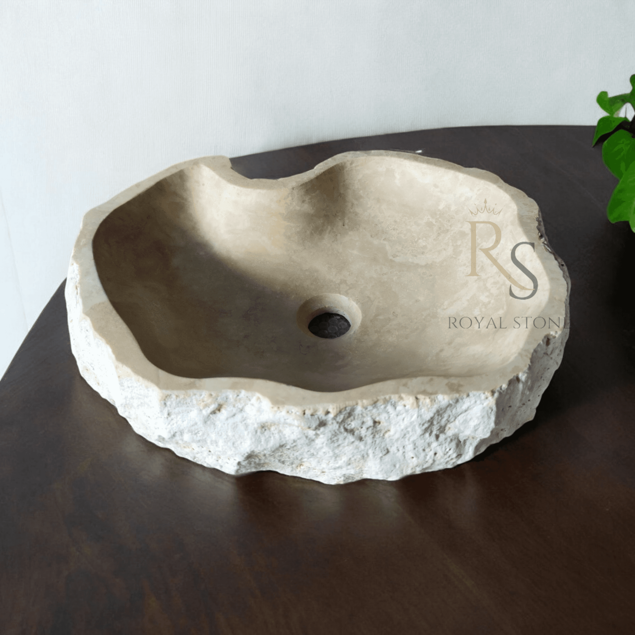 Chiseled Travertine Stone Sink, Made to Order Marble Sink, Natural Stone Roughish Exterior Vanity Sink