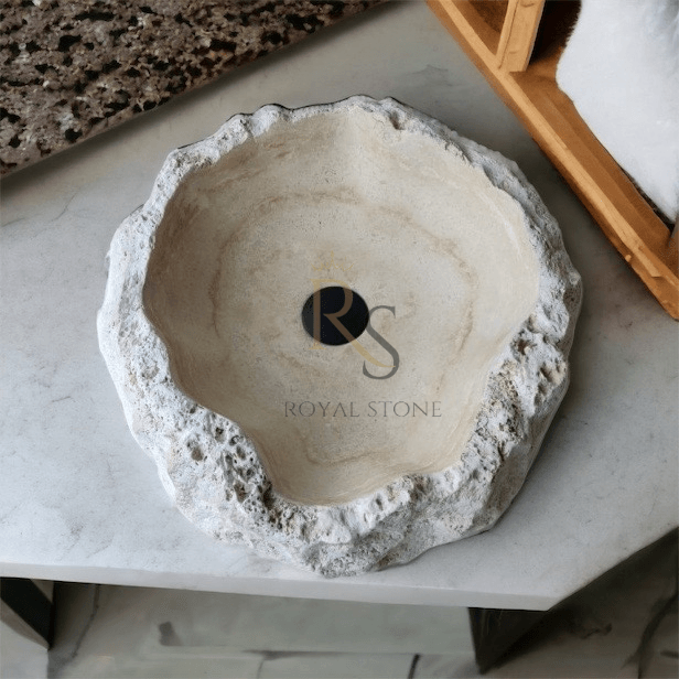 White Rough High Quality Marble Round Sink, Tiny Powder Room Sink, White Natural Stone Bowl Wash Basin, Bathroom Vanity Marble Sink