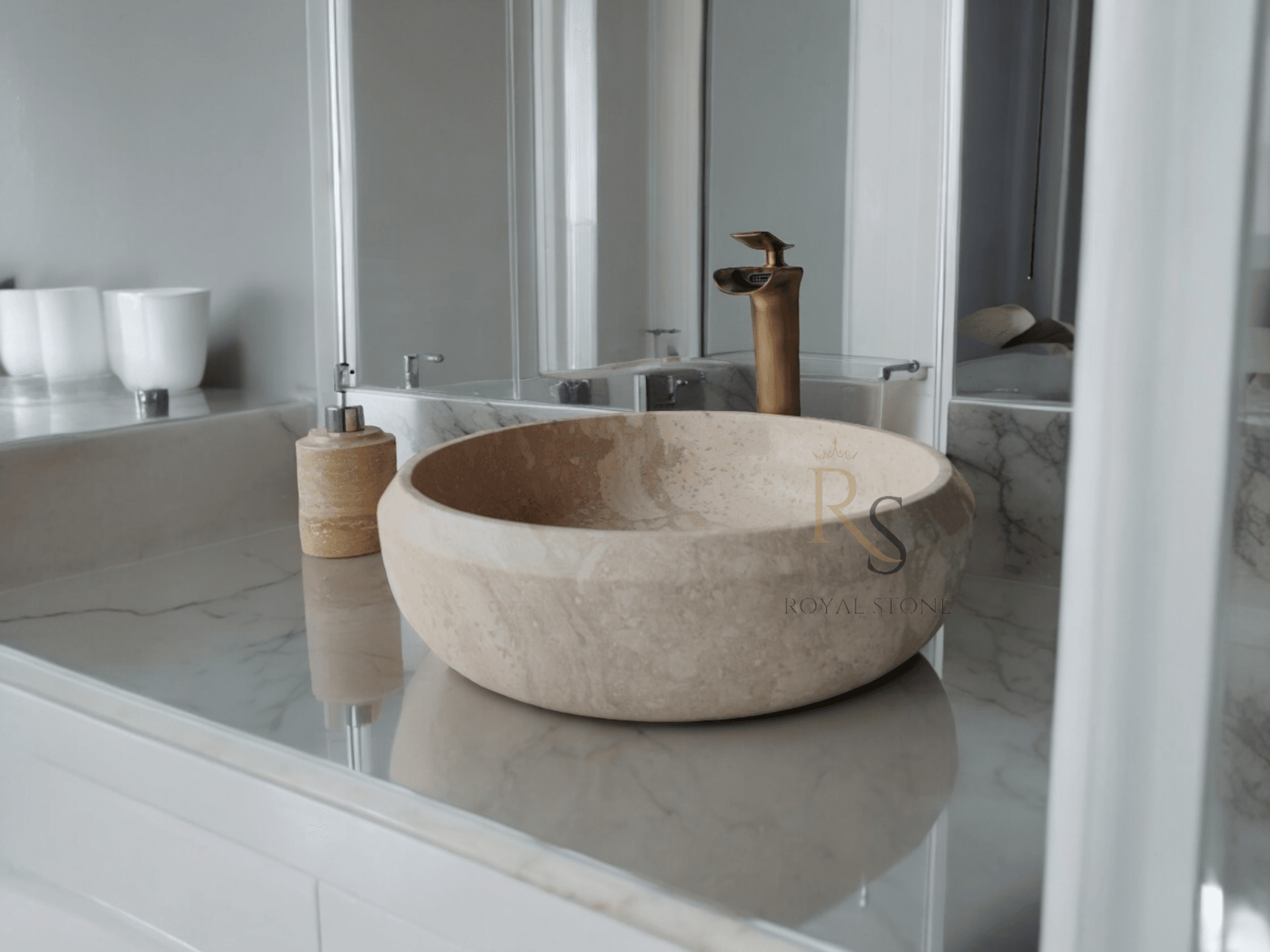 Travertine Marble Bathroom Sink, Custom Made Stone Sink, Bathroom Sink, Vanity Top Sink