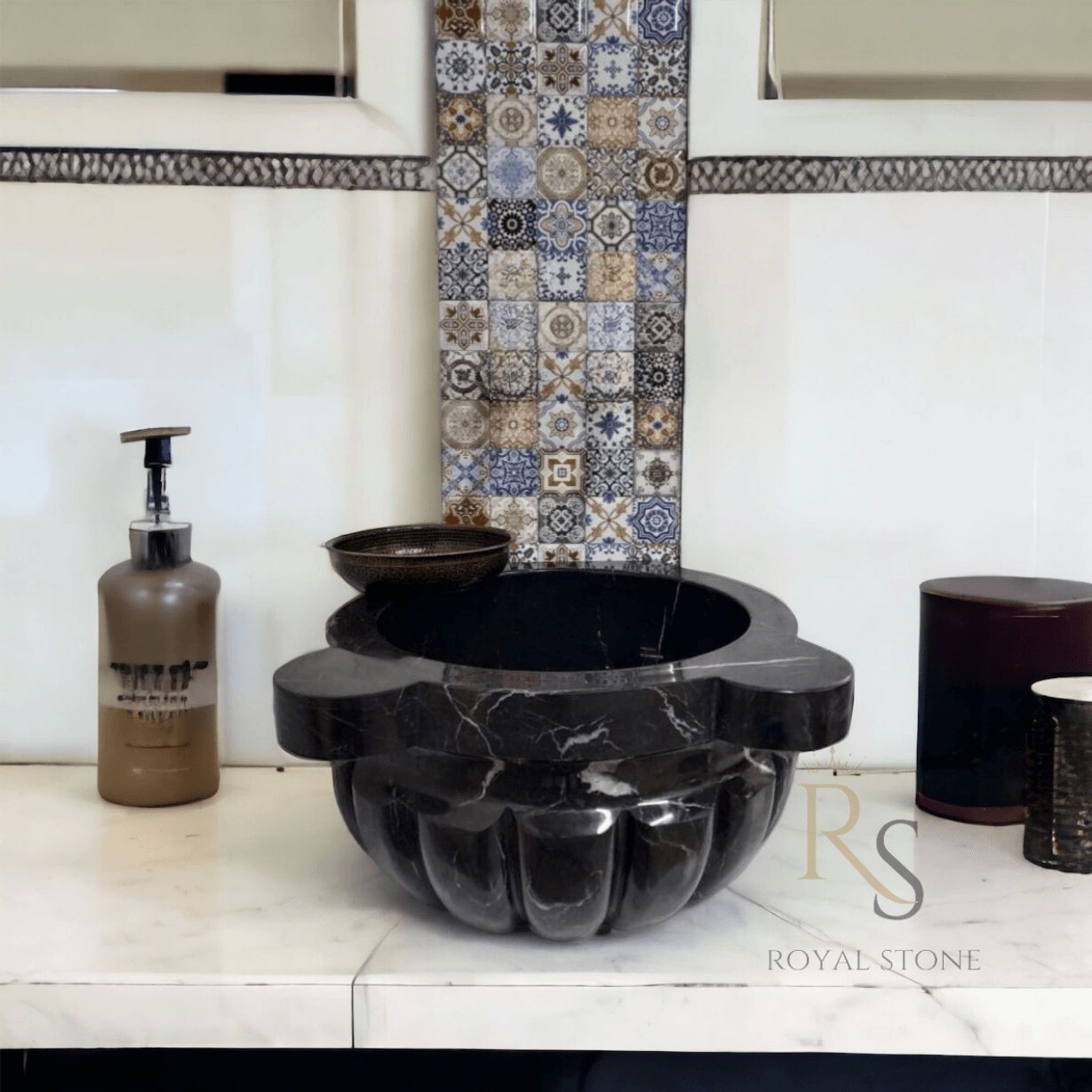 Turkish Hammam Black Marble Bath Sink, Custom Size Black Spa Sink, Ottoman Hammam Marble Sink, Hammam Basin