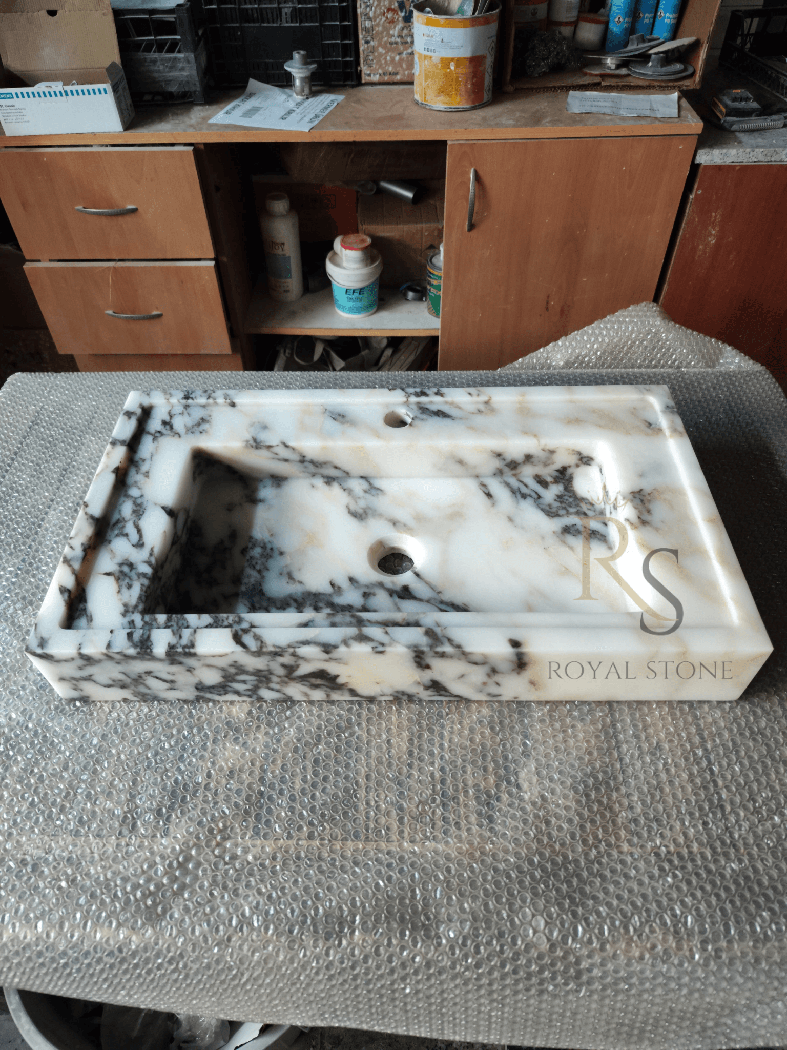 Gorgeous Sink Made to Order, Calacatta Viola Marble Countertop, Custom Measurement Natural Stone Sink, Marble Vanity Top