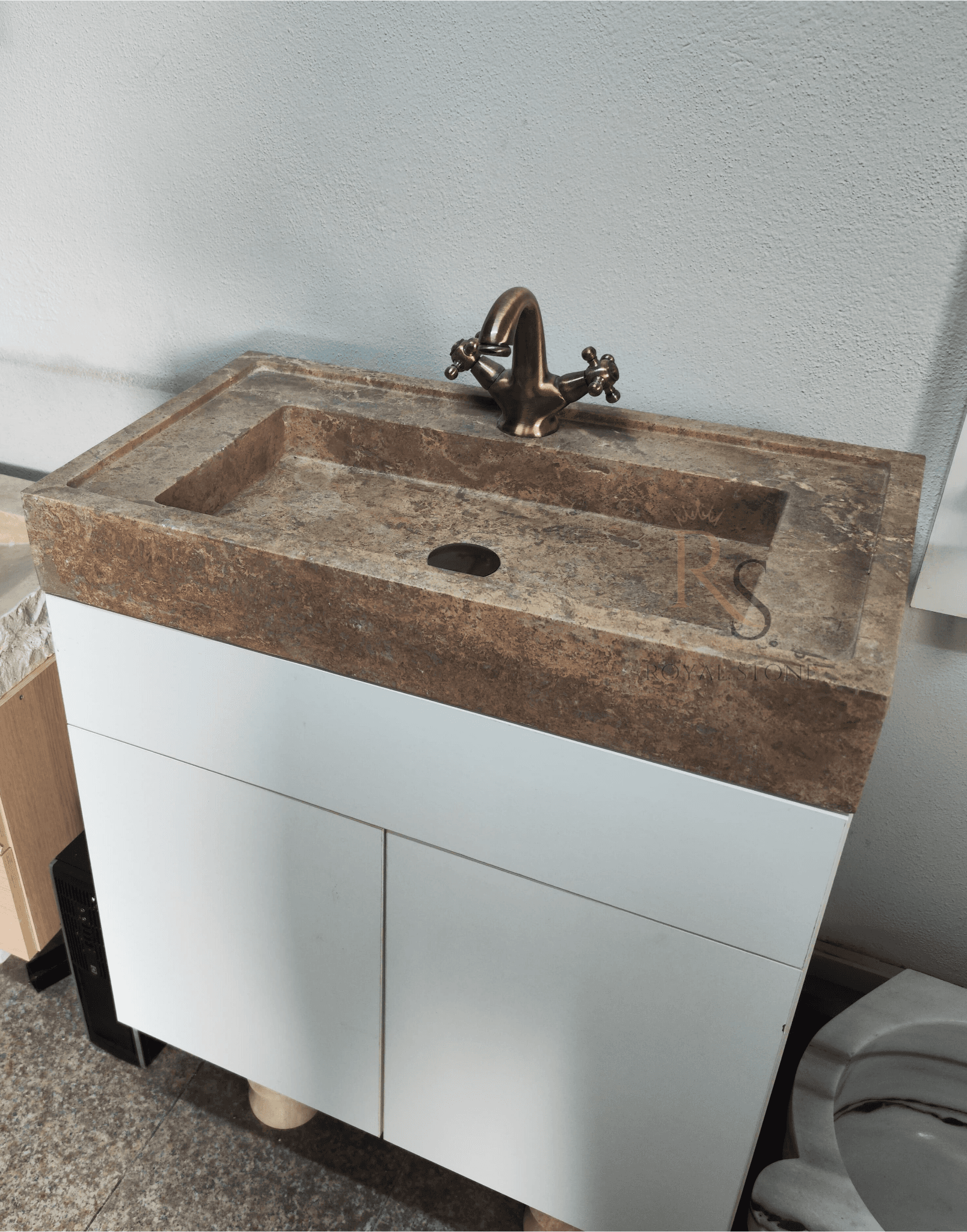 Gorgeous Brown Sink Made to Order, Noche Travertine Marble Countertop, Custom Measurement Natural Dark Stone Sink, Marble Vanity Top