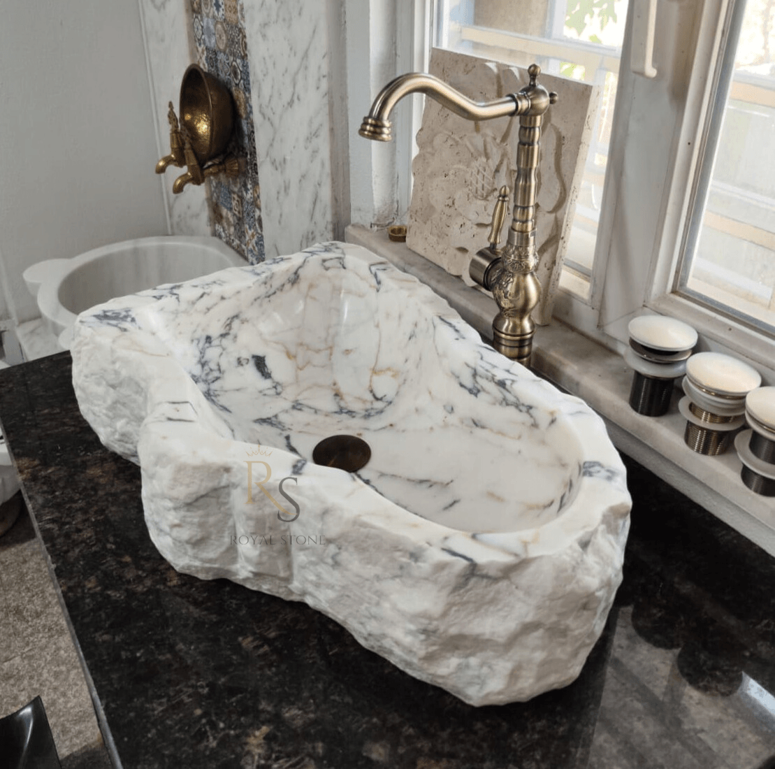 Gorgeous Sink Made to Order, Calacatta Viola Marble Countertop, Custom Measurement Natural Stone Sink, Marble Vanity Top, Custom Sink