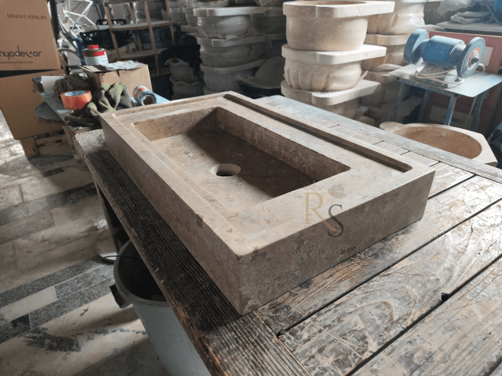 Gorgeous Brown Sink Made to Order, Noche Travertine Marble Countertop, Custom Measurement Natural Dark Stone Sink, Marble Vanity Top