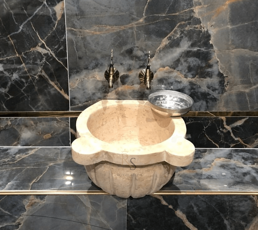 Turkish Marble Bath Sink, Turkish Hammam Sink, Customized Spa Sink, Ottoman Hammam Marble Sink, Hammam Basin, Travertine Hammam Basin