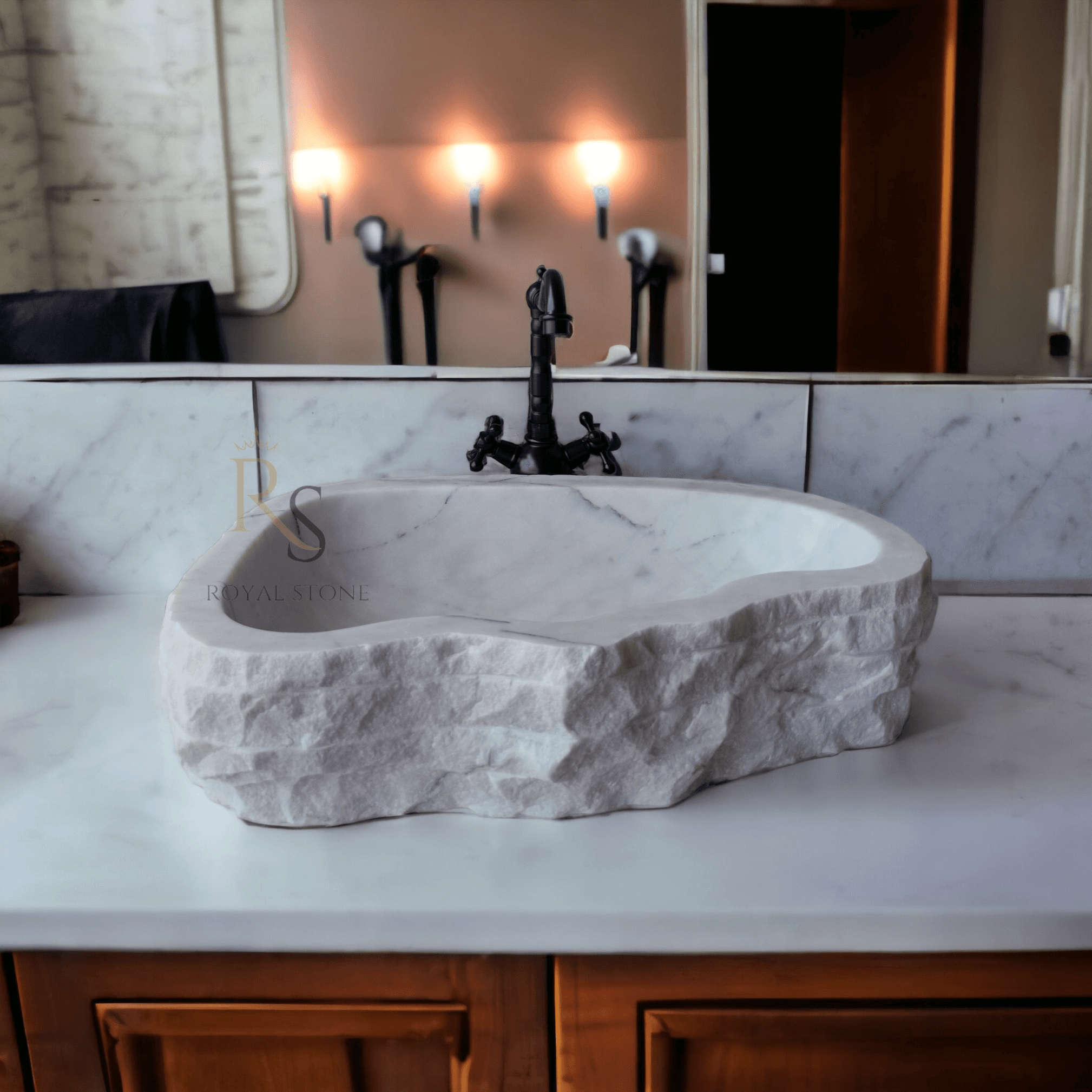 Gorgeous Sink Made to Order, White Marble Countertop Sink, Custom Size Natural Stone Sink, Marble Vanity Top, Marble Bathroom Sink