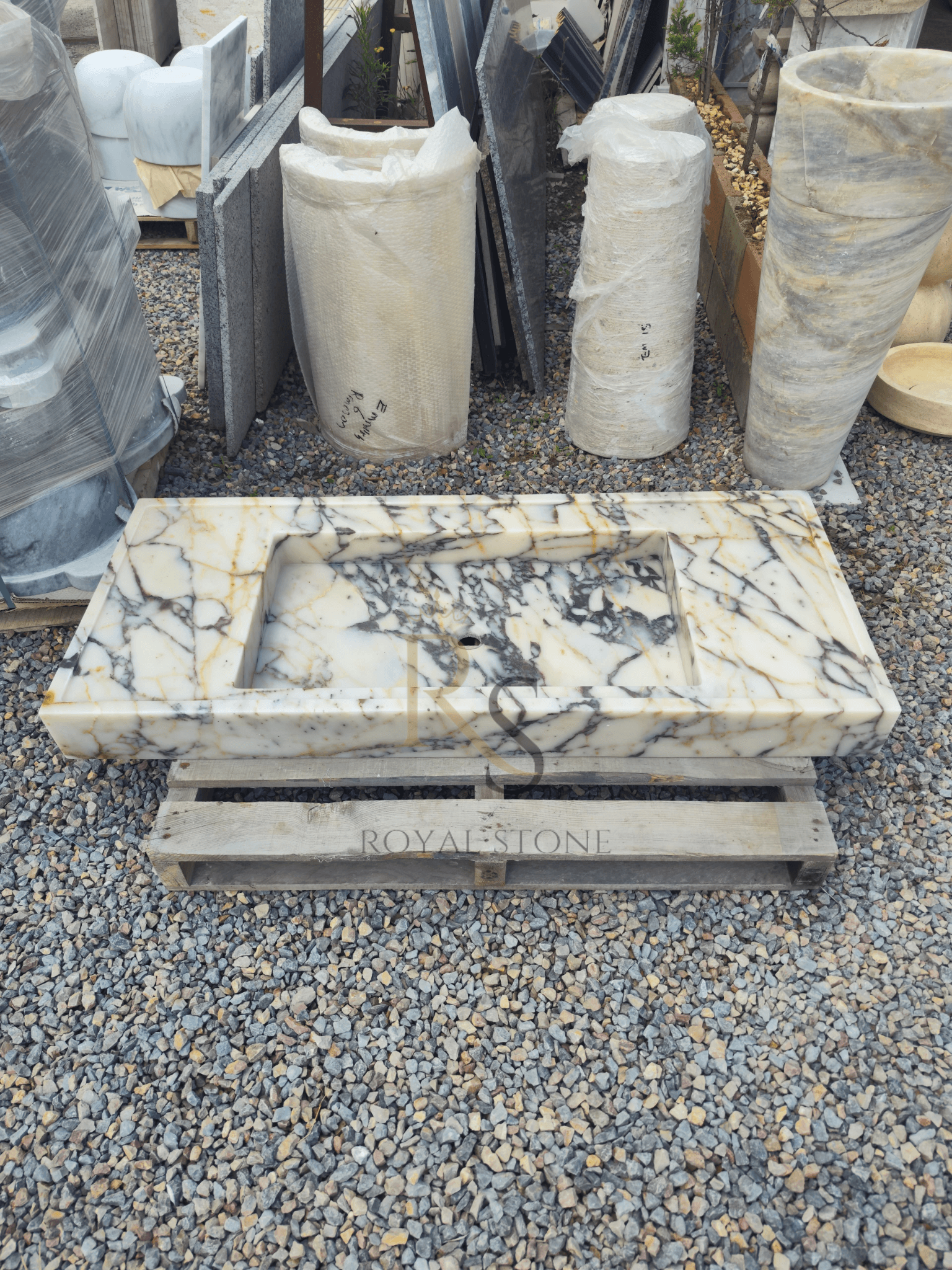 55 inches Calacatta Viola Marble Sink, Custom Sinki Natural Stone Sink, Single Sink Vanity