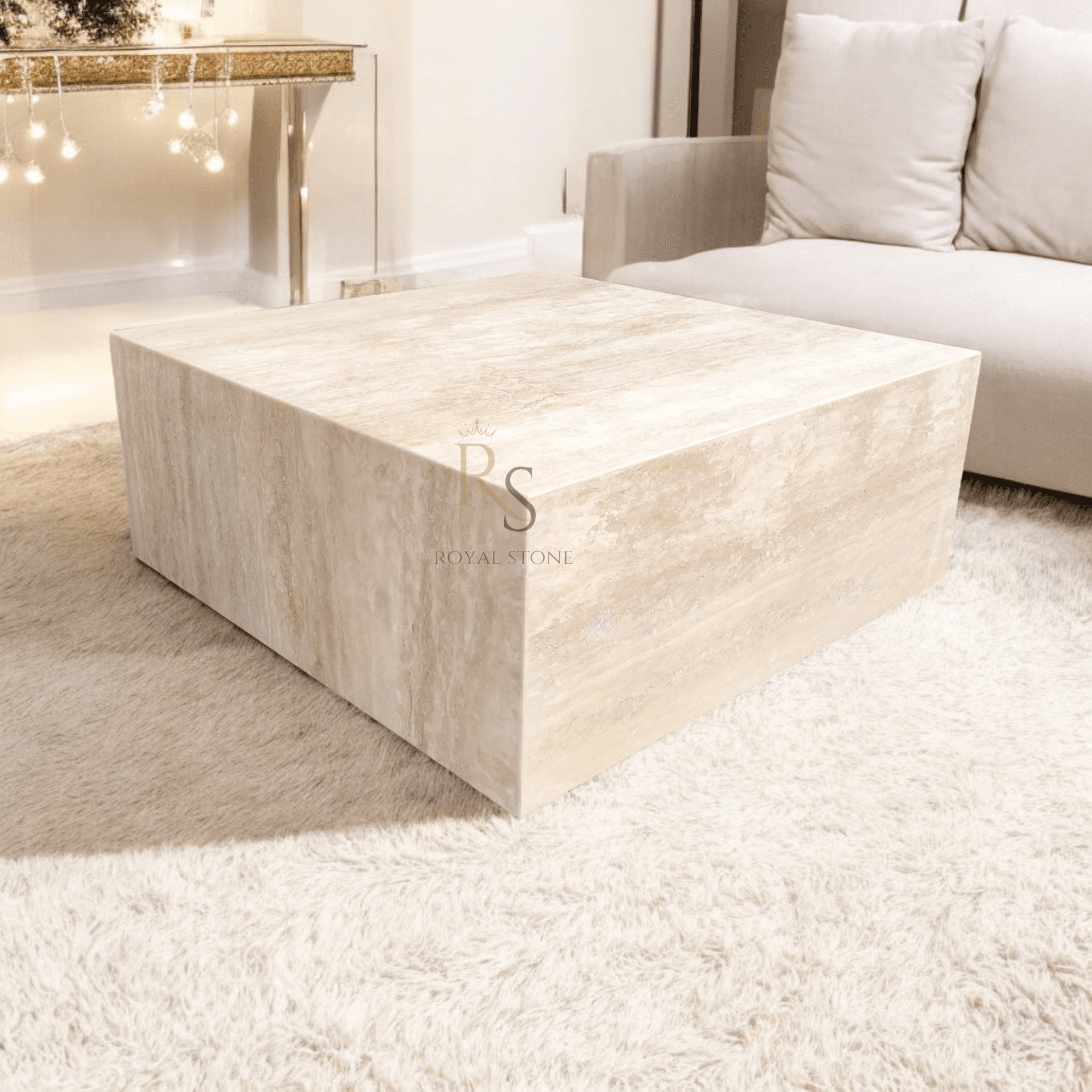 Cube Marble Coffee Table, Travertine Coffee Table, Block Table, Natural Stone Center Table, Travertine Cube Table, Rectangular Stone Coffee Table